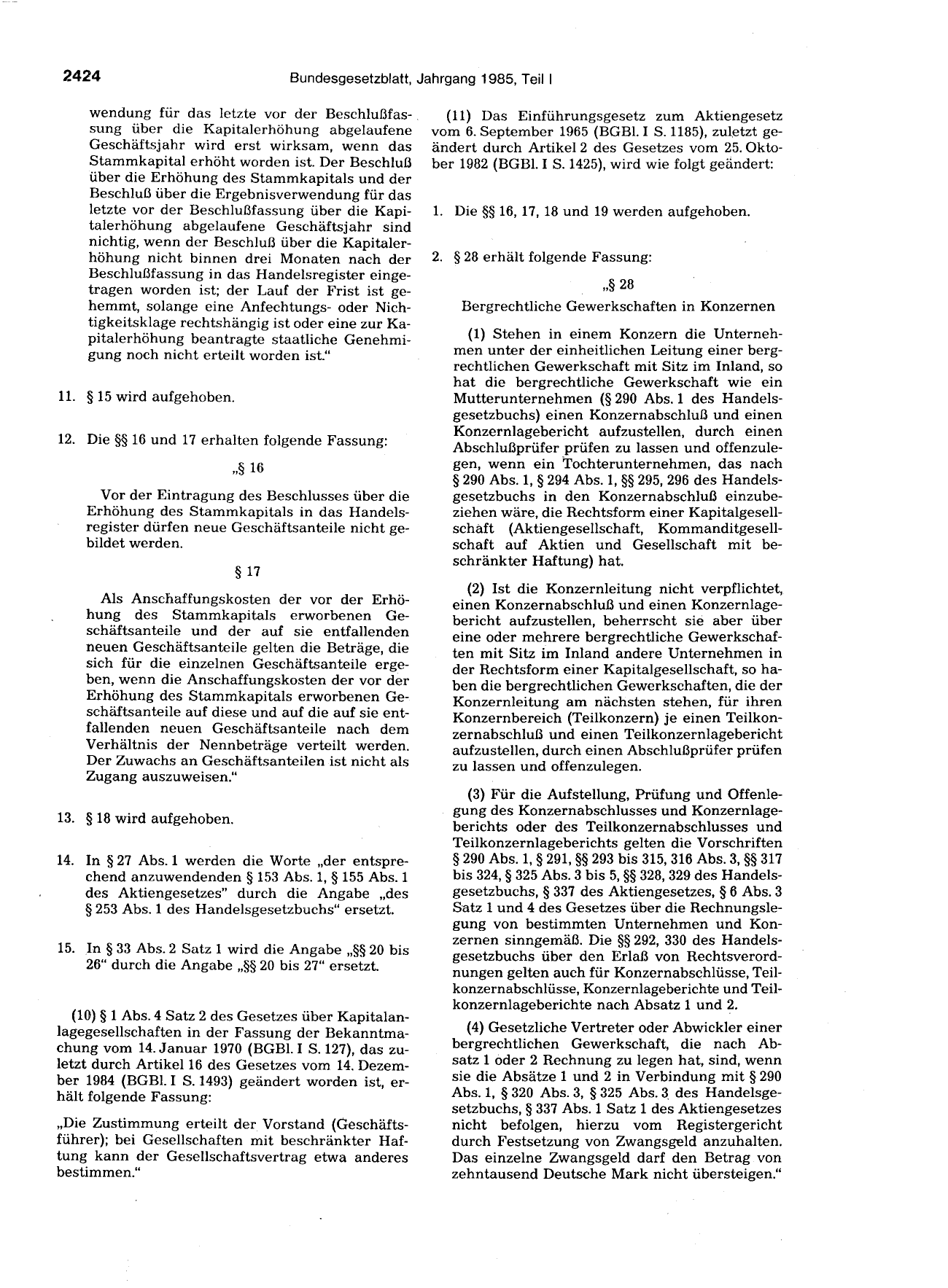 BGBl. 1985, Seite 2424 — Originalseite als Abbildung