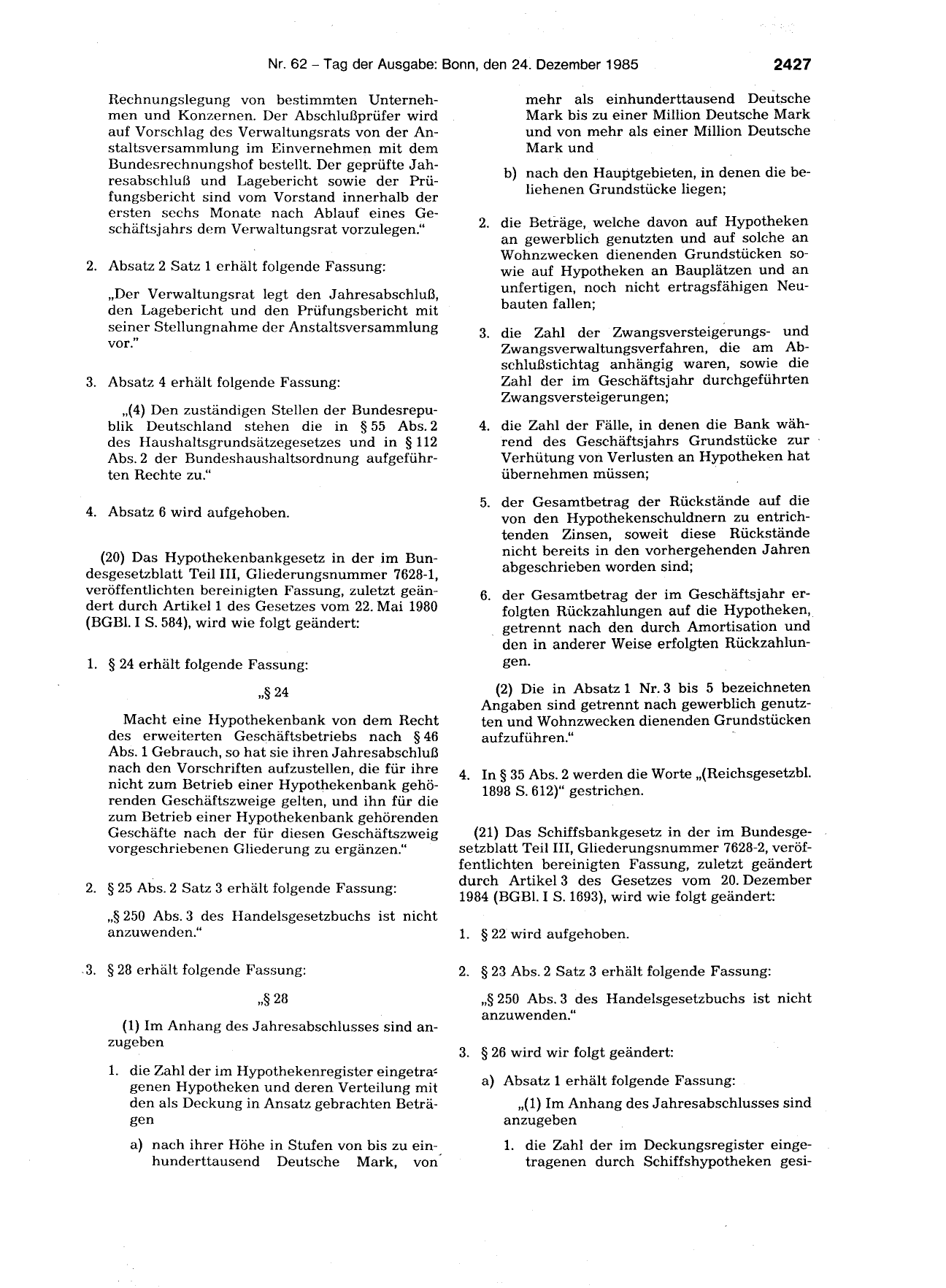 BGBl. 1985, Seite 2427 — Originalseite als Abbildung