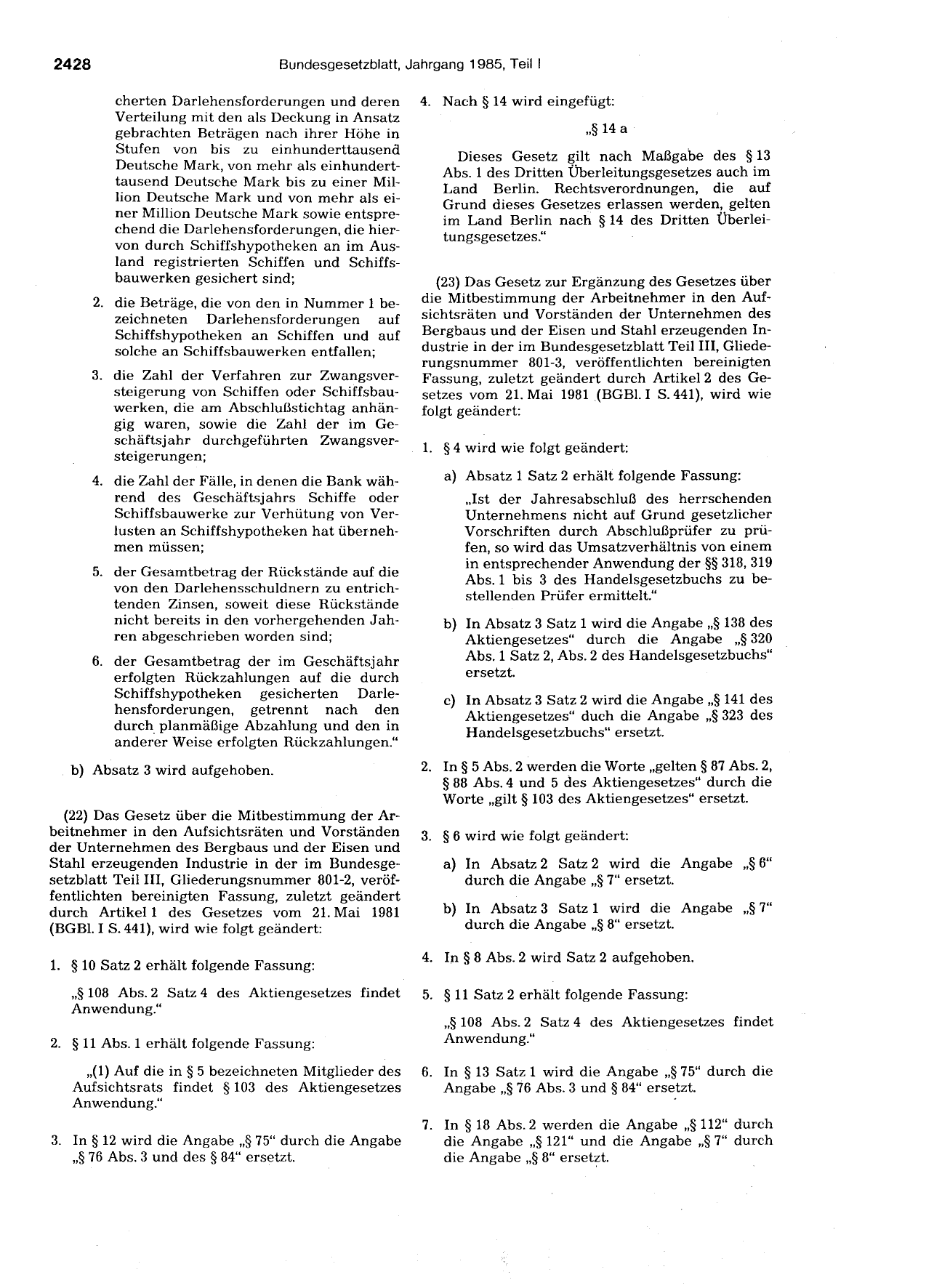 BGBl. 1985, Seite 2428 — Originalseite als Abbildung