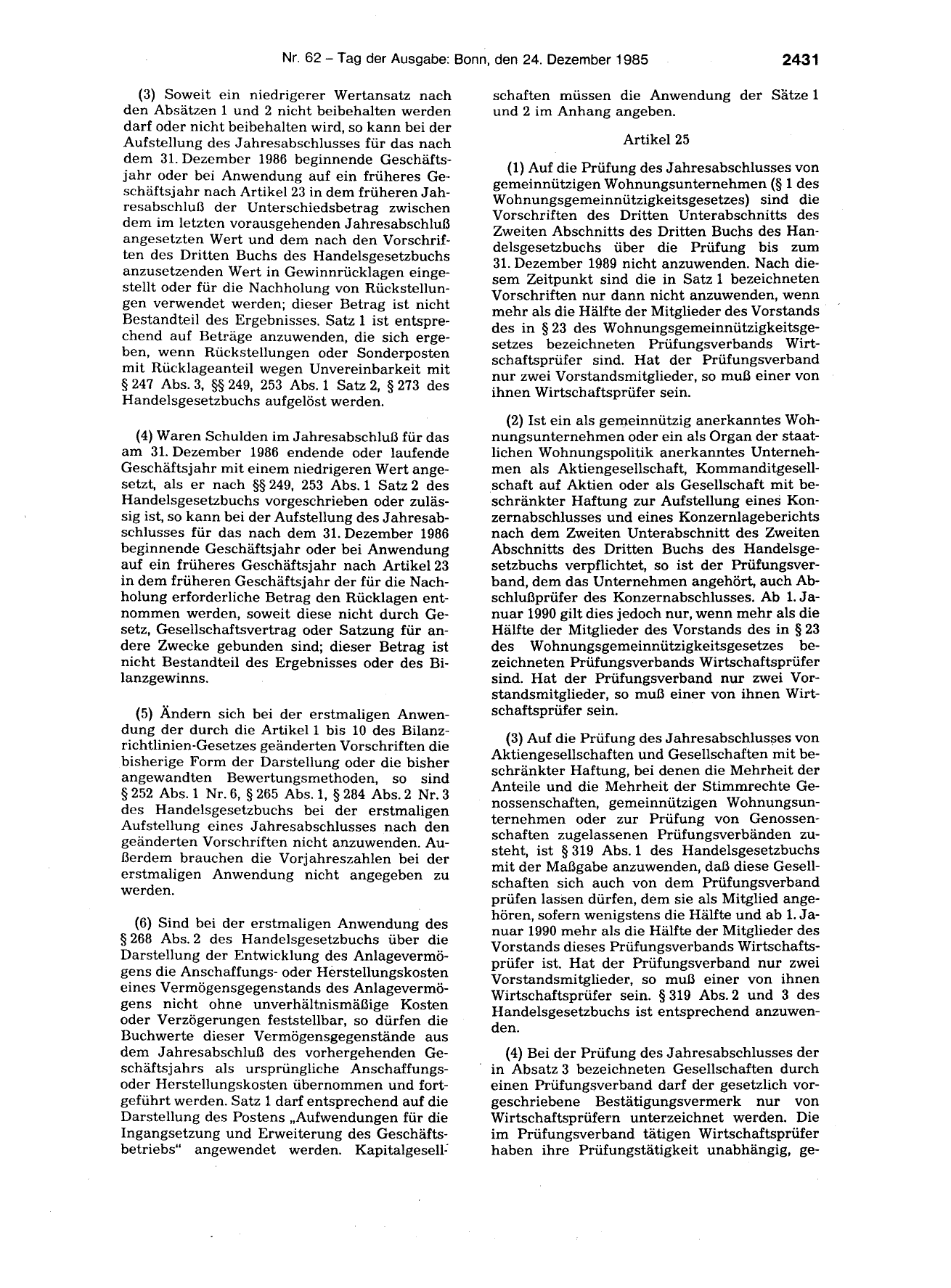 BGBl. 1985, Seite 2431 — Originalseite als Abbildung