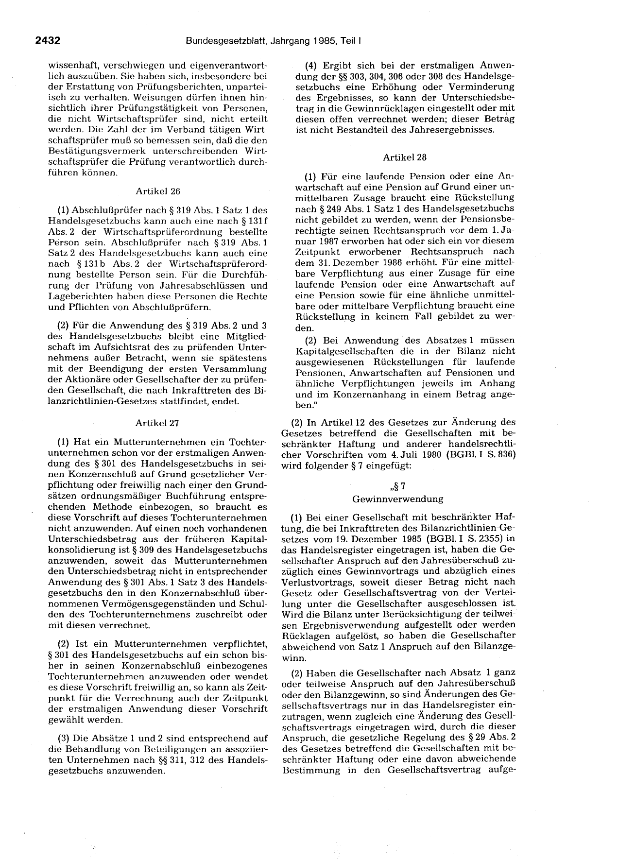 BGBl. 1985, Seite 2432 — Originalseite als Abbildung