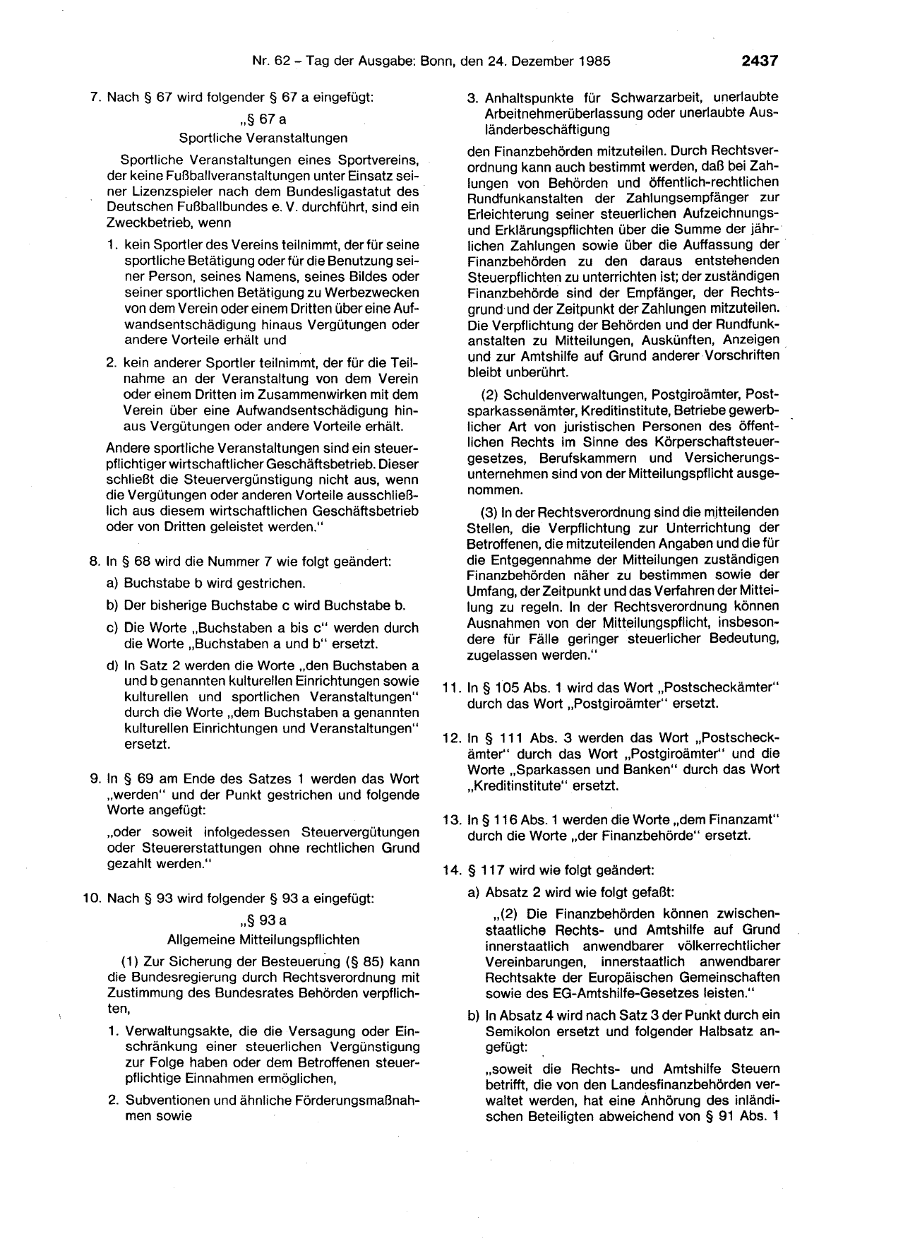 BGBl. 1985, Seite 2437 — Originalseite als Abbildung