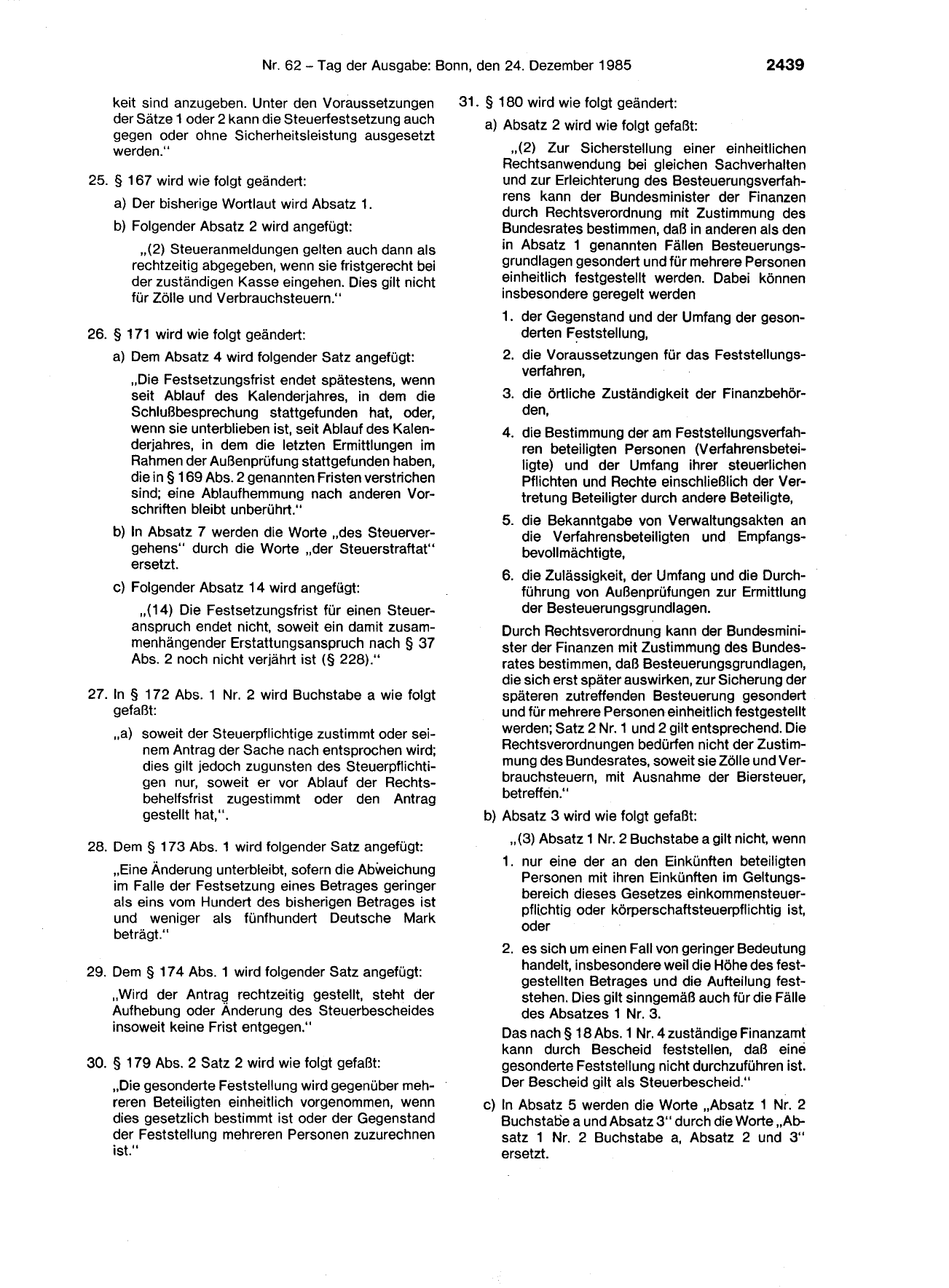 BGBl. 1985, Seite 2439 — Originalseite als Abbildung