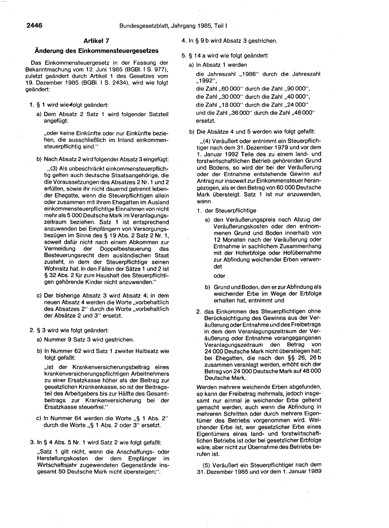 BGBl. 1985, Seite 2446 — Originalseite als Abbildung
