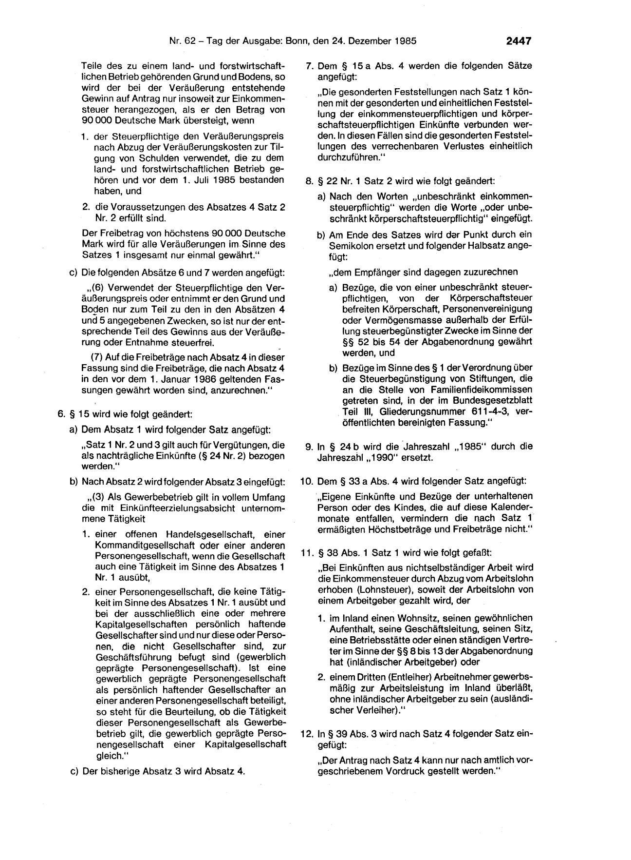 BGBl. 1985, Seite 2447 — Originalseite als Abbildung