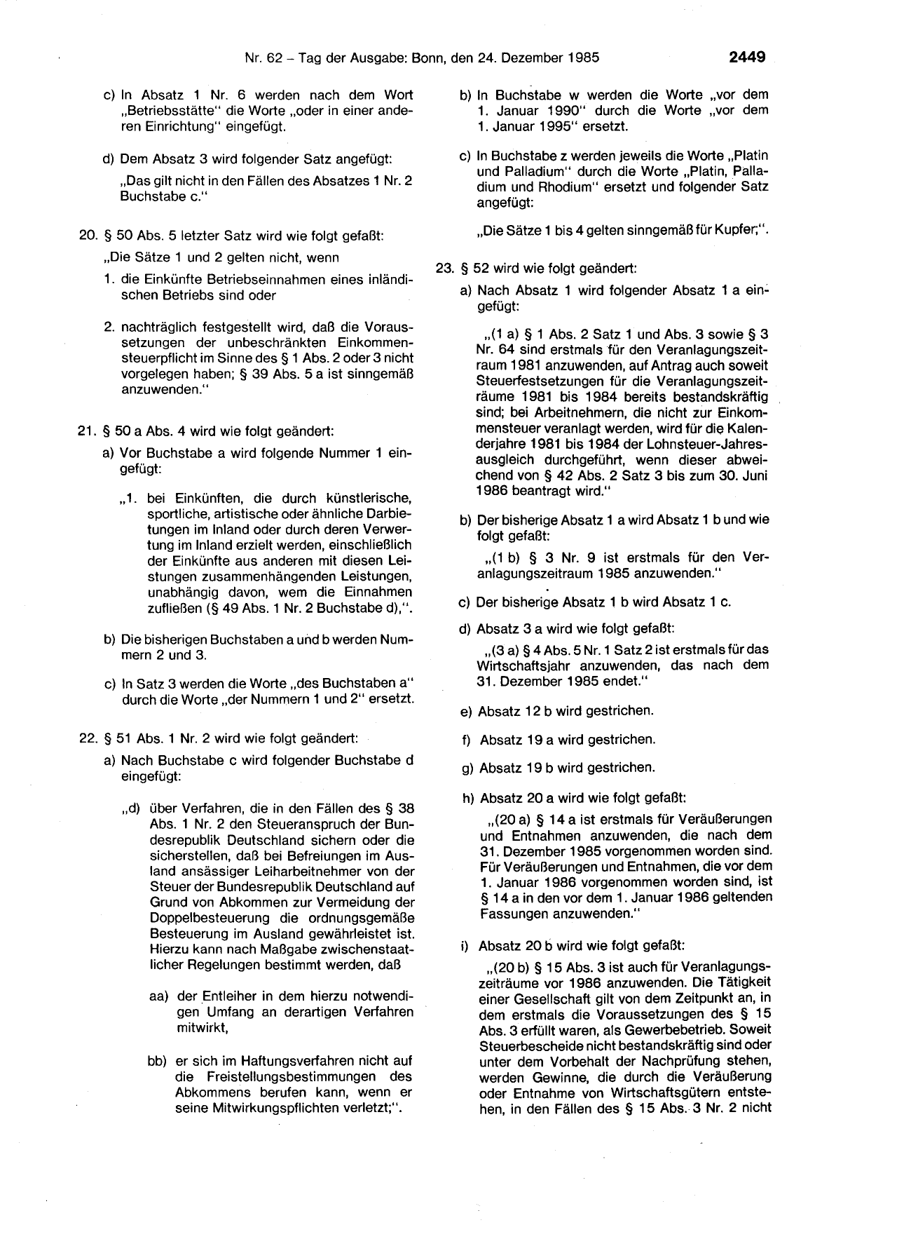 BGBl. 1985, Seite 2449 — Originalseite als Abbildung