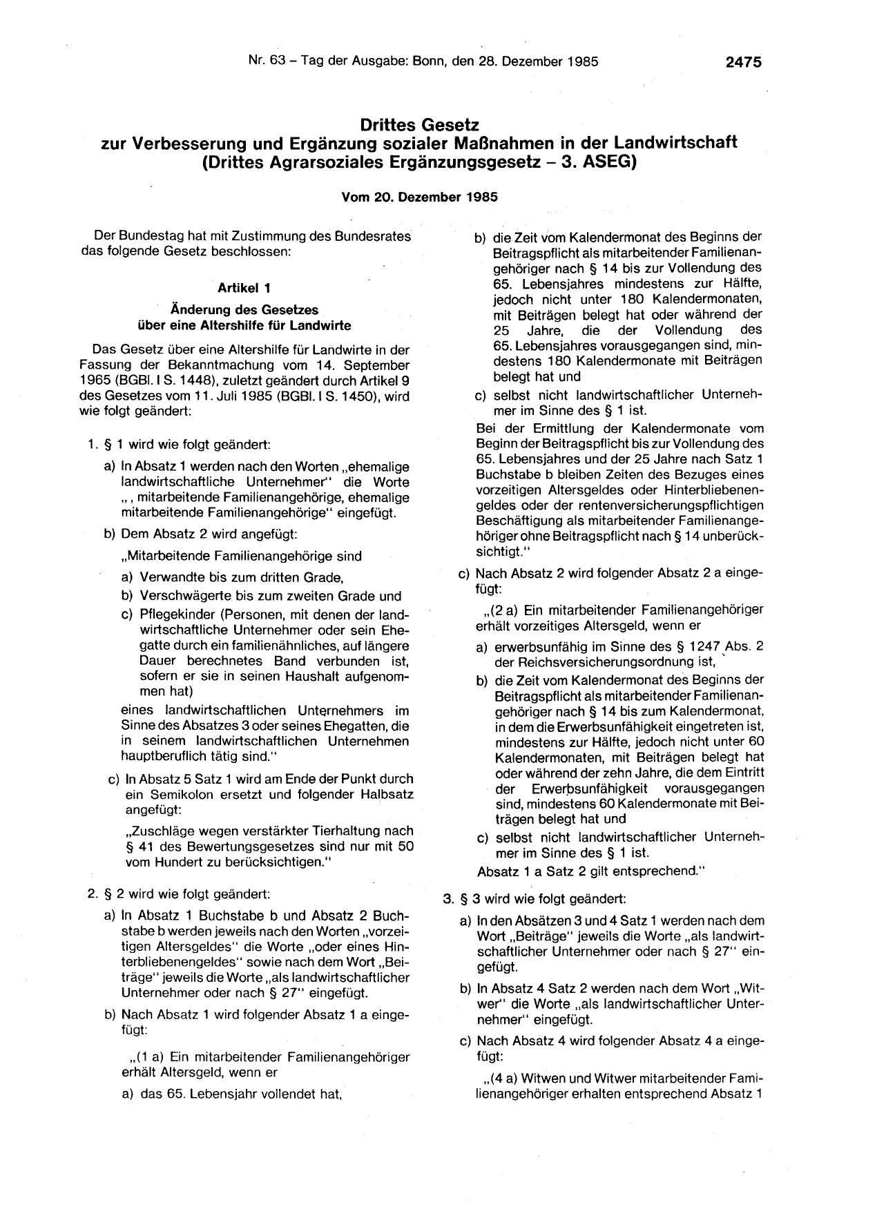BGBl. 1985, Seite 2475 — Originalseite als Abbildung