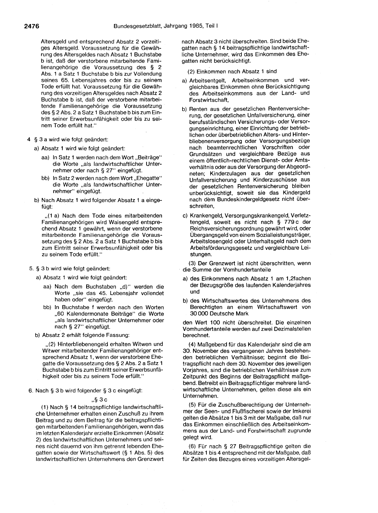 BGBl. 1985, Seite 2476 — Originalseite als Abbildung