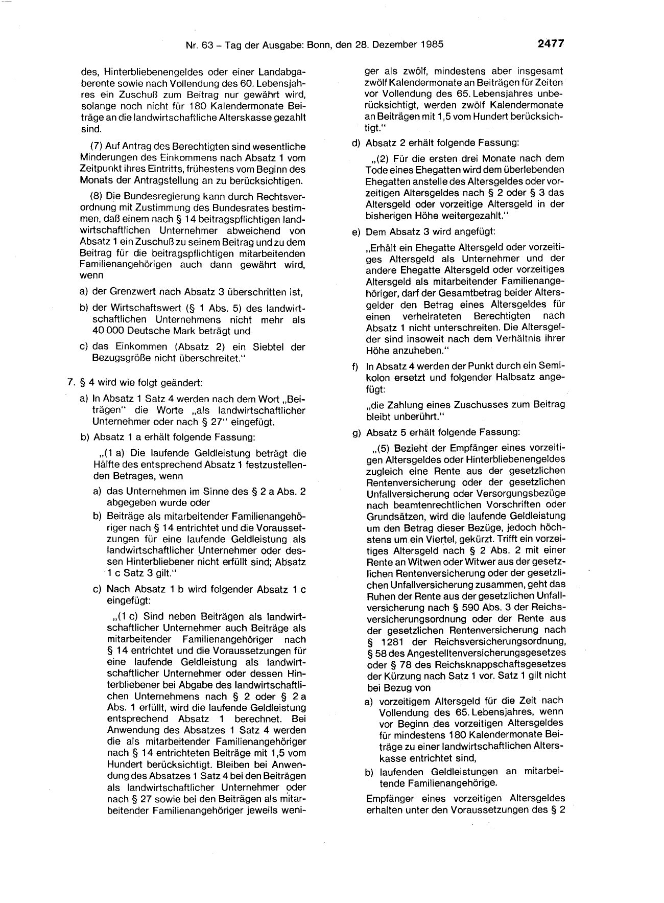BGBl. 1985, Seite 2477 — Originalseite als Abbildung