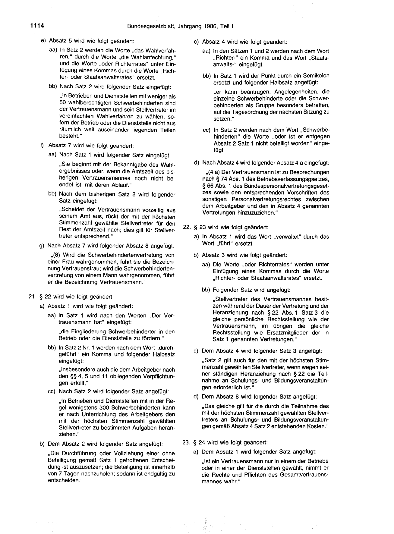 BGBl. 1986, Seite 1114 — Originalseite als Abbildung