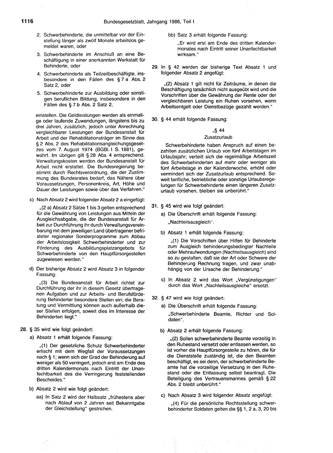 BGBl. 1986, Seite 1116 — Originalseite als Abbildung