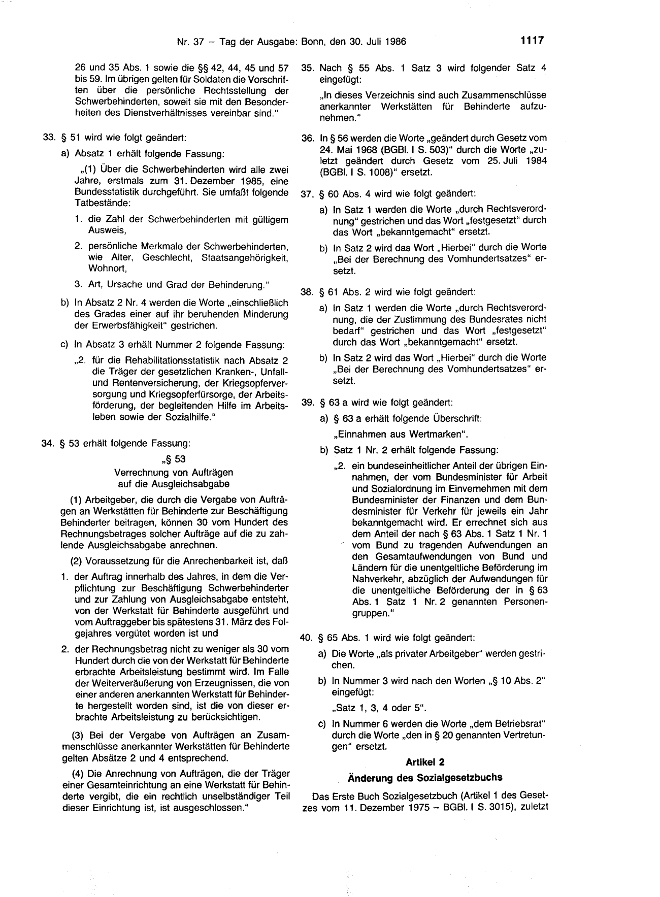 BGBl. 1986, Seite 1117 — Originalseite als Abbildung