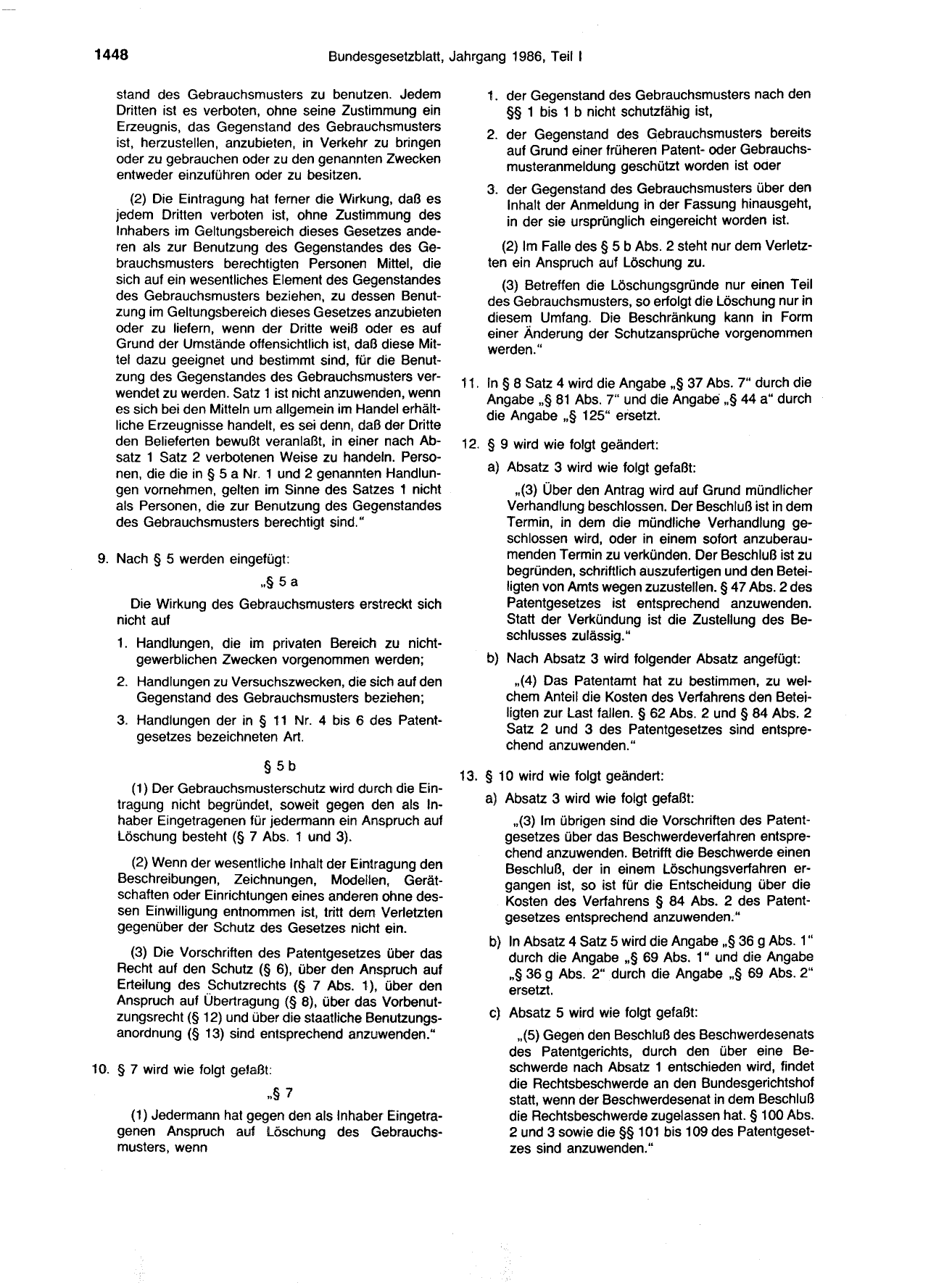 BGBl. 1986, Seite 1448 — Originalseite als Abbildung