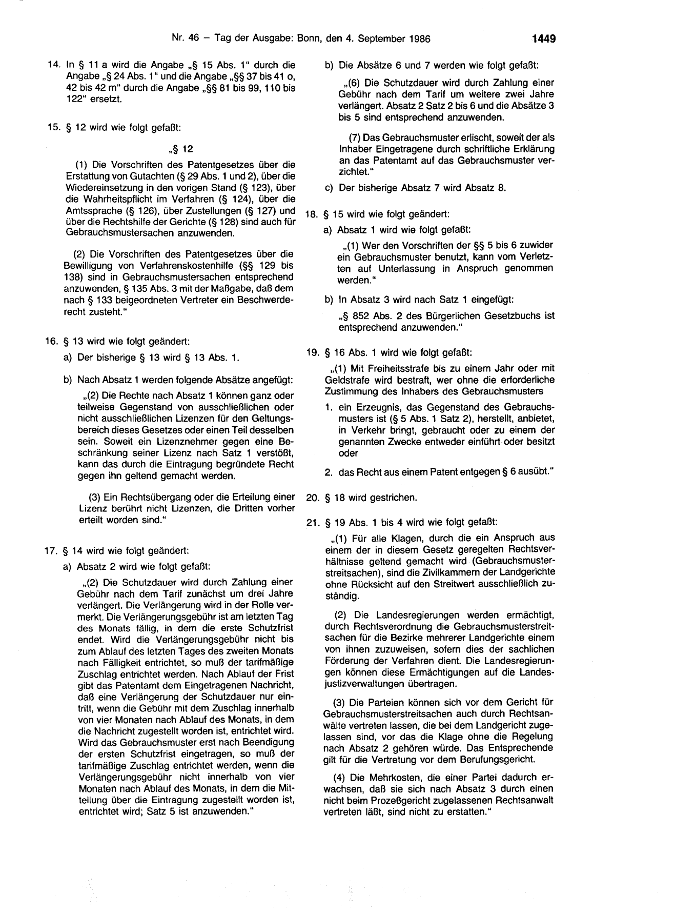BGBl. 1986, Seite 1449 — Originalseite als Abbildung