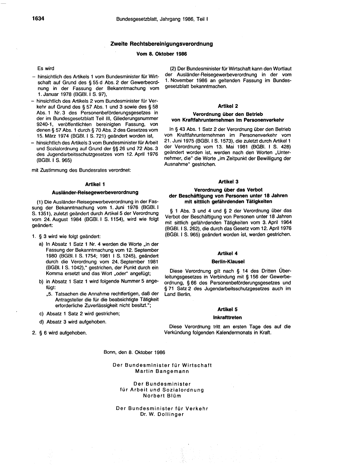 BGBl. 1986, Seite 1634 — Originalseite als Abbildung