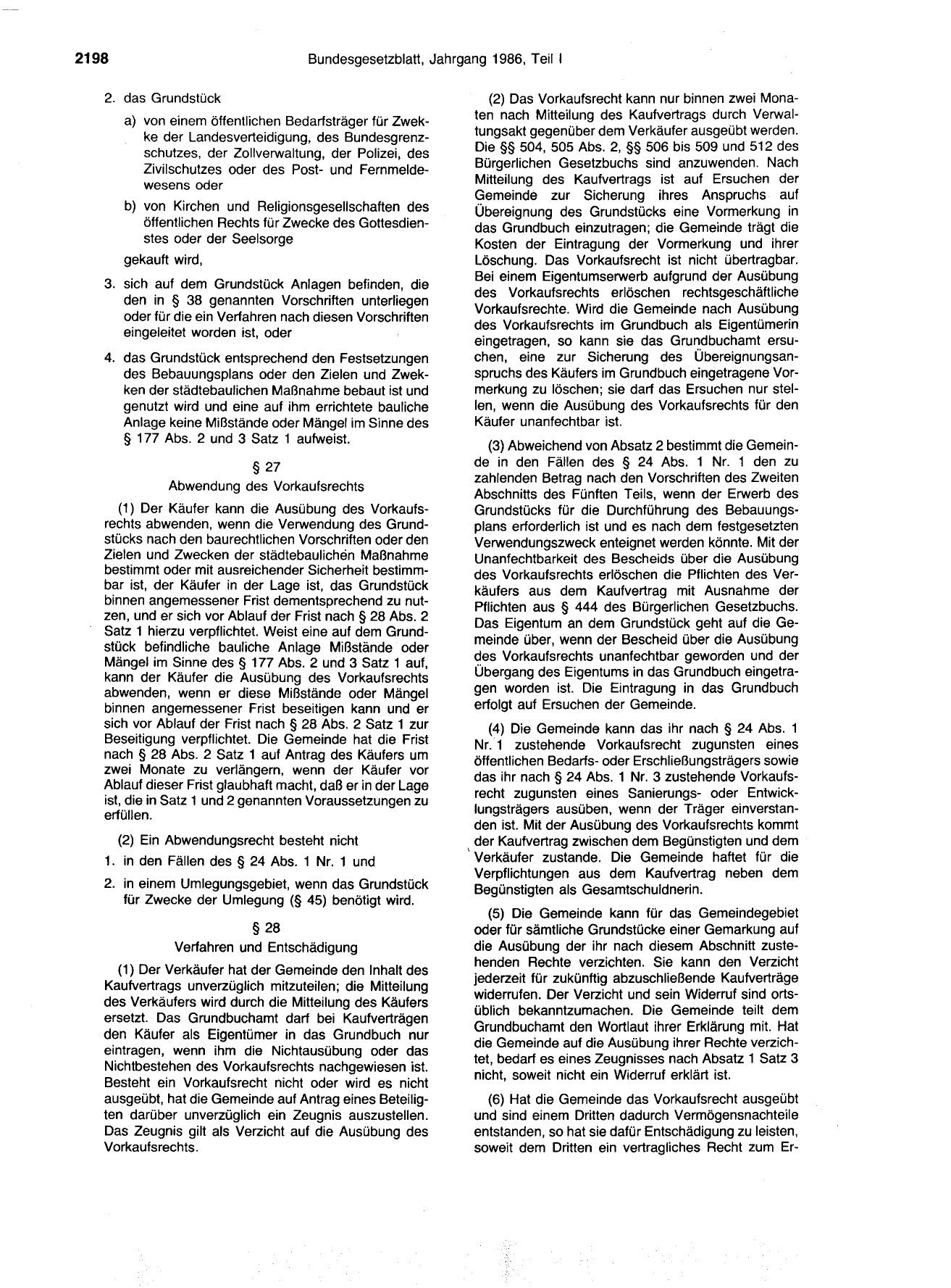 BGBl. 1986, Seite 2198 — Originalseite als Abbildung