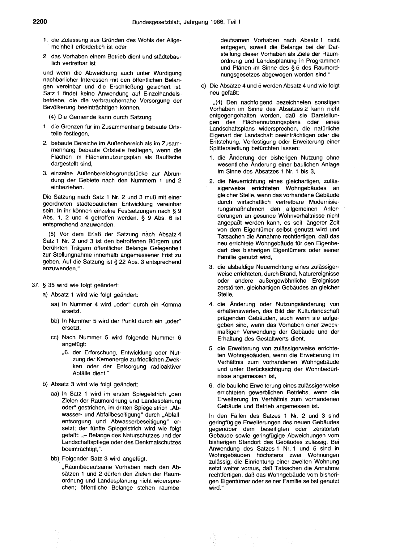 BGBl. 1986, Seite 2200 — Originalseite als Abbildung