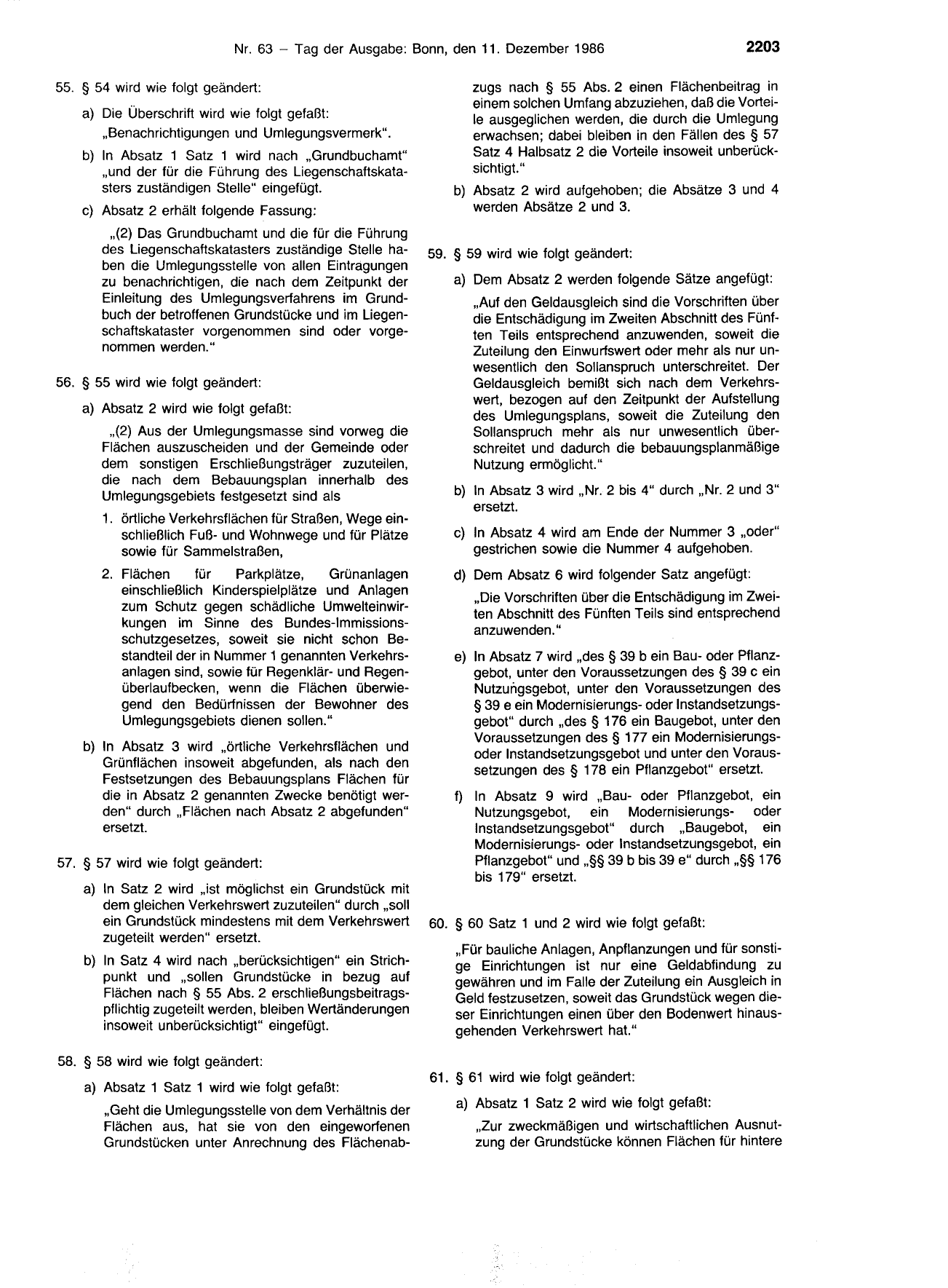 BGBl. 1986, Seite 2203 — Originalseite als Abbildung