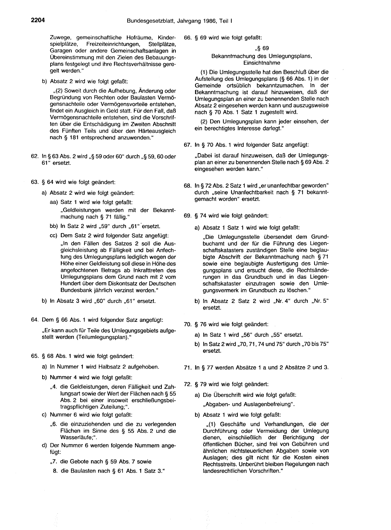 BGBl. 1986, Seite 2204 — Originalseite als Abbildung