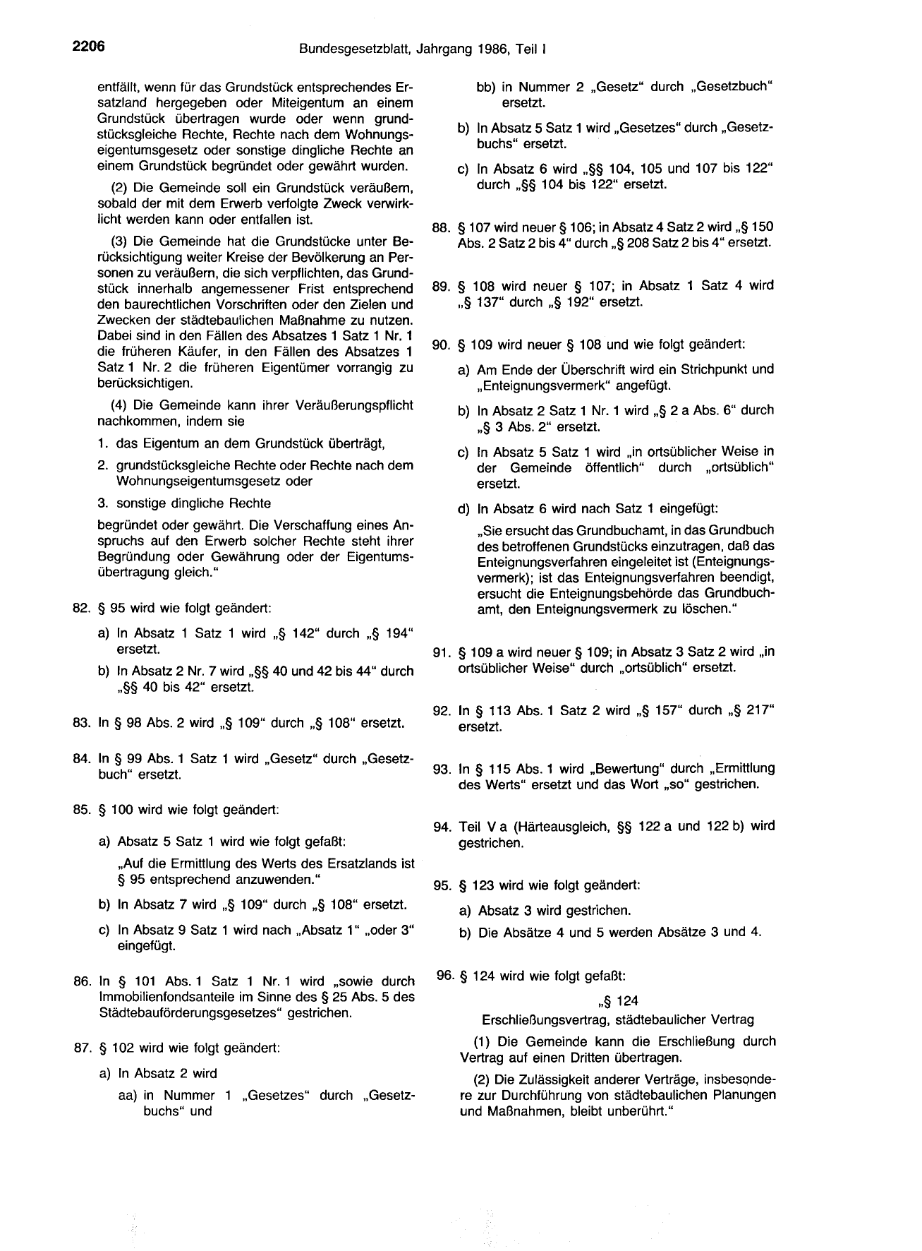 BGBl. 1986, Seite 2206 — Originalseite als Abbildung