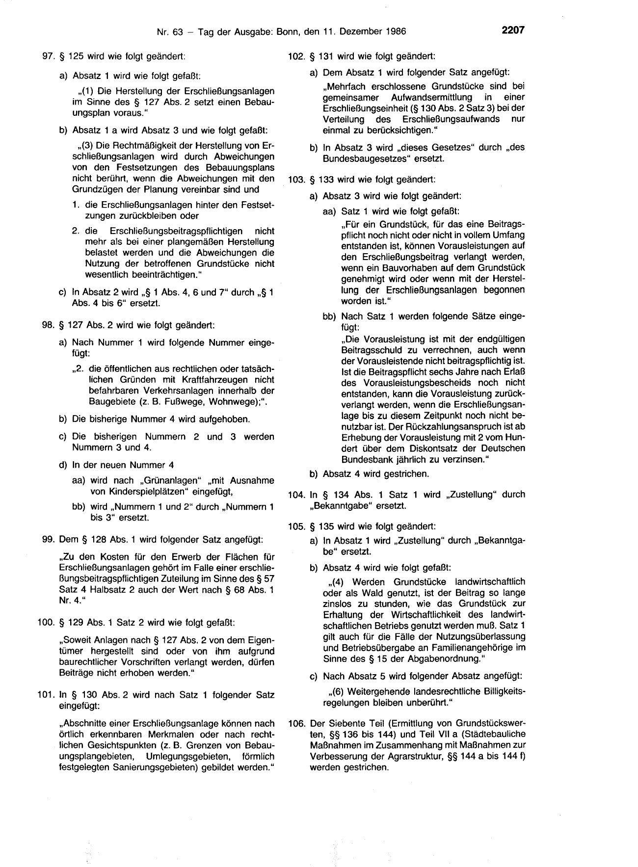 BGBl. 1986, Seite 2207 — Originalseite als Abbildung