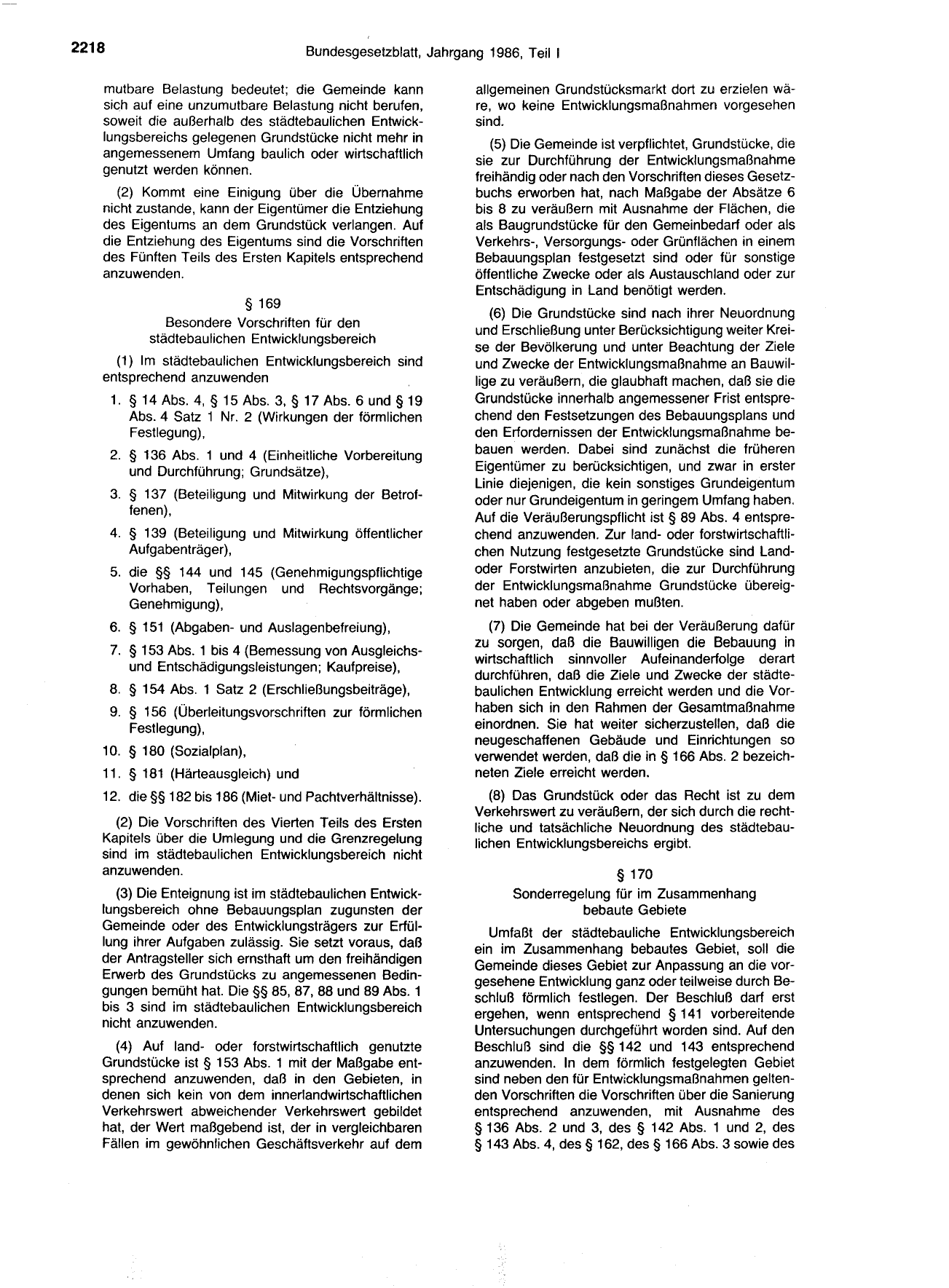 BGBl. 1986, Seite 2218 — Originalseite als Abbildung