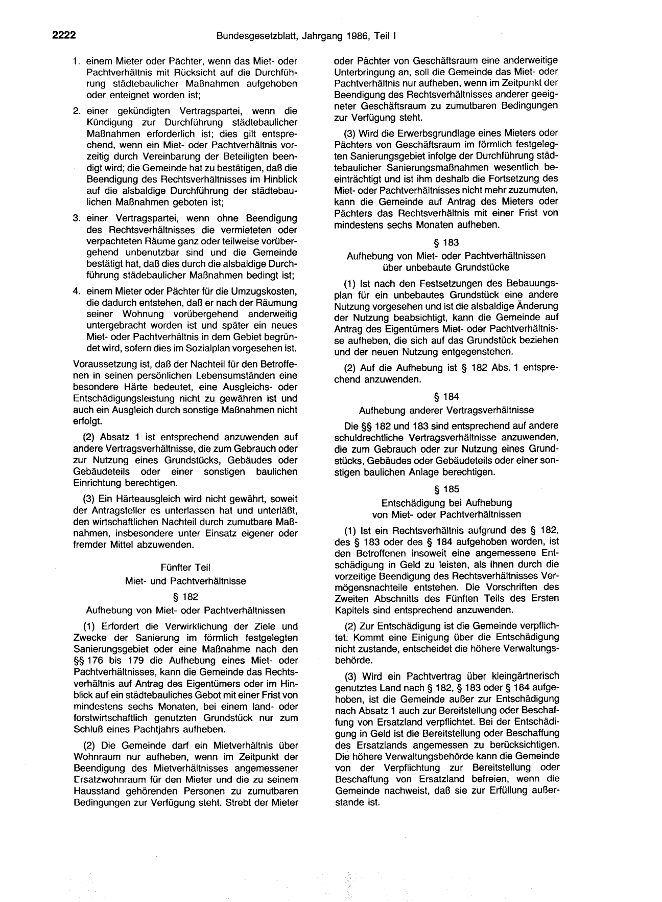 BGBl. 1986, Seite 2222 — Originalseite als Abbildung