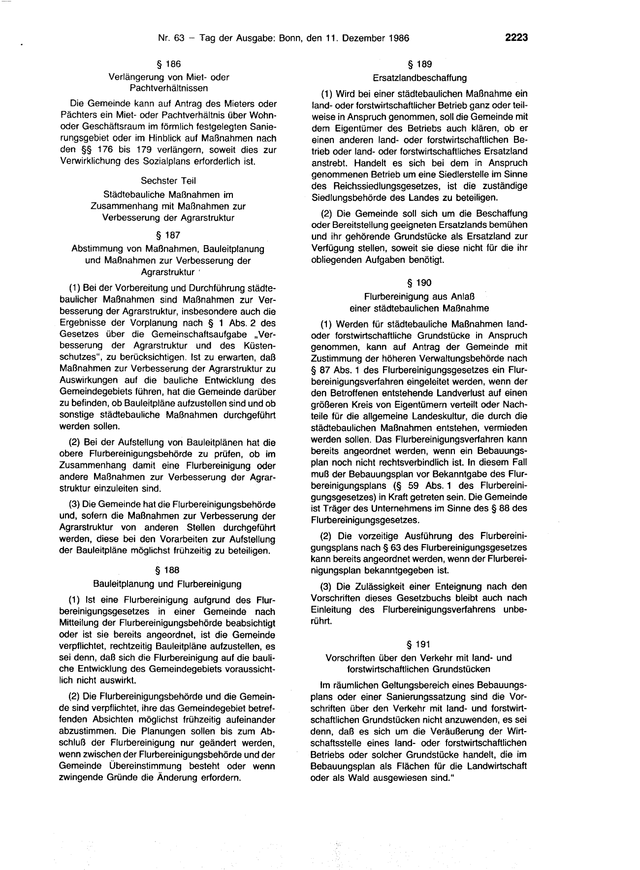 BGBl. 1986, Seite 2223 — Originalseite als Abbildung