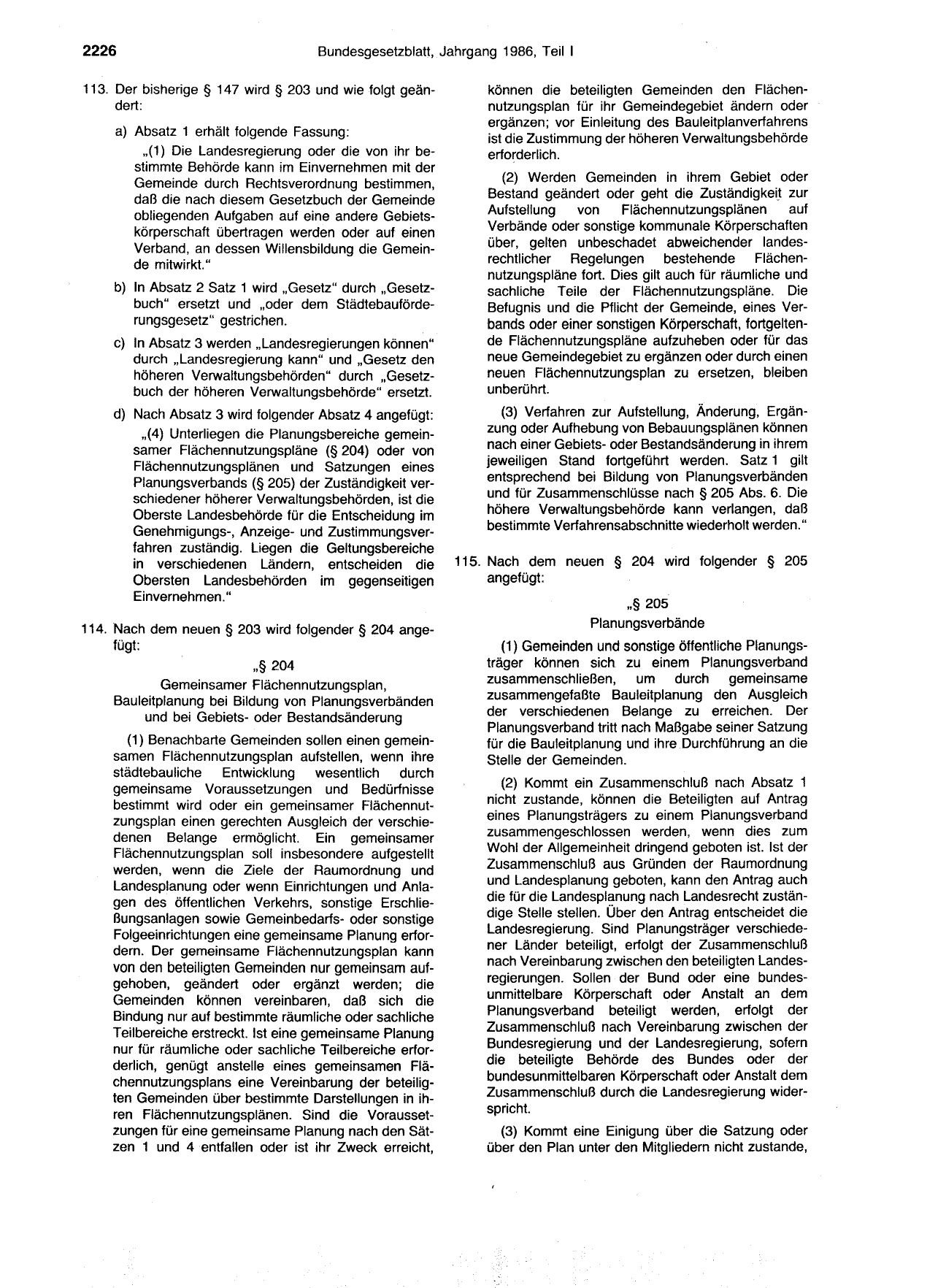 BGBl. 1986, Seite 2226 — Originalseite als Abbildung