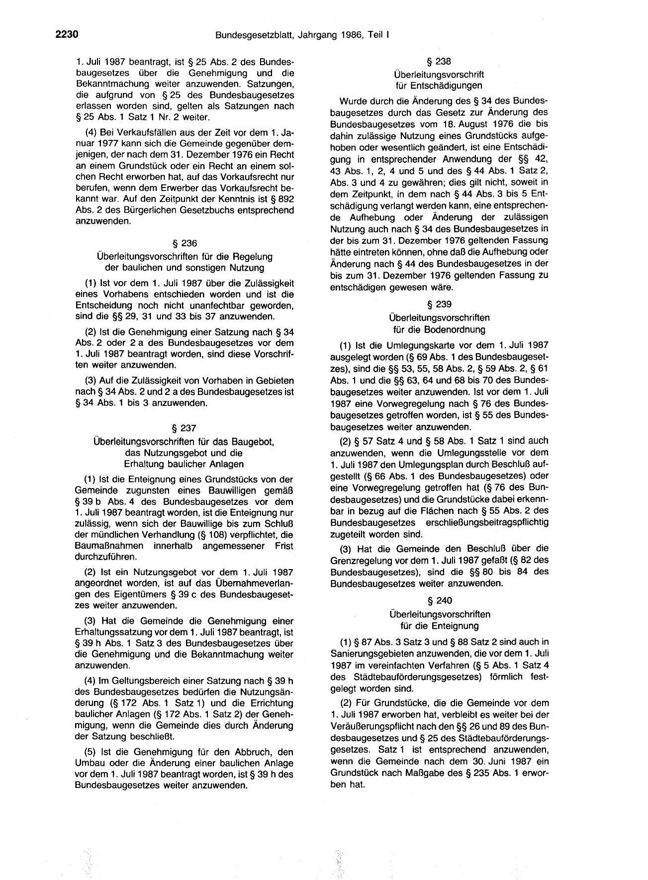 BGBl. 1986, Seite 2230 — Originalseite als Abbildung