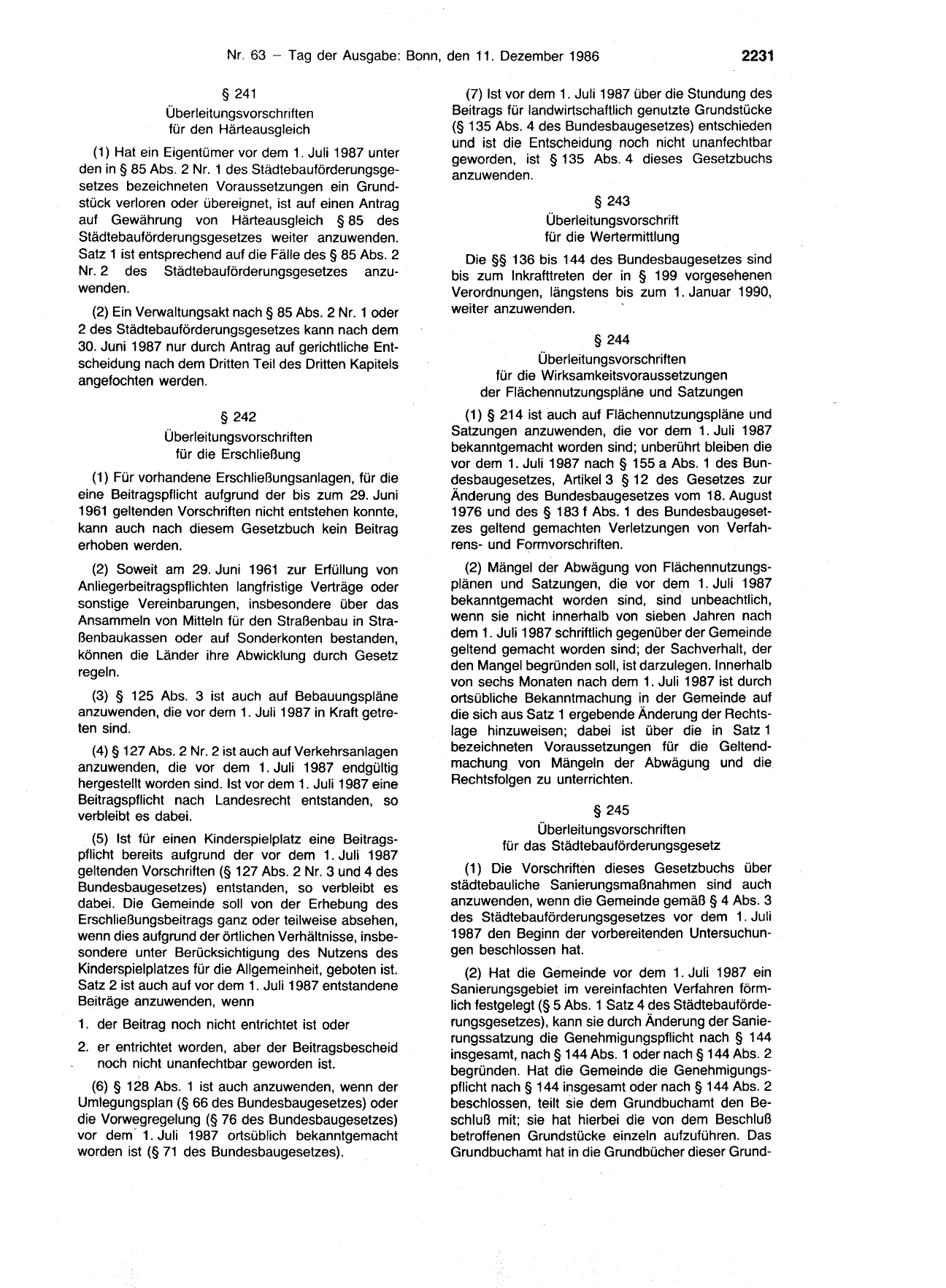 BGBl. 1986, Seite 2231 — Originalseite als Abbildung