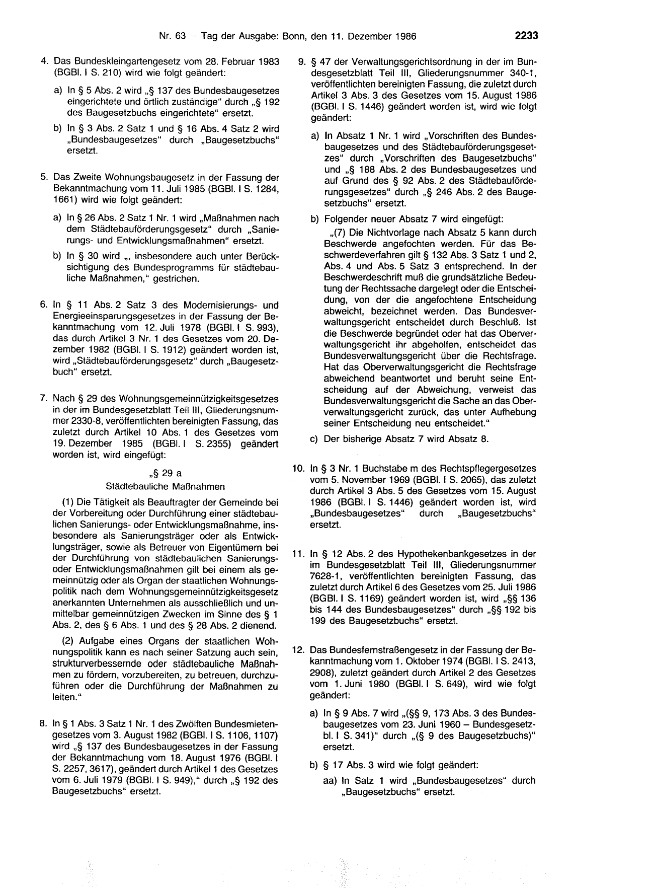 BGBl. 1986, Seite 2233 — Originalseite als Abbildung