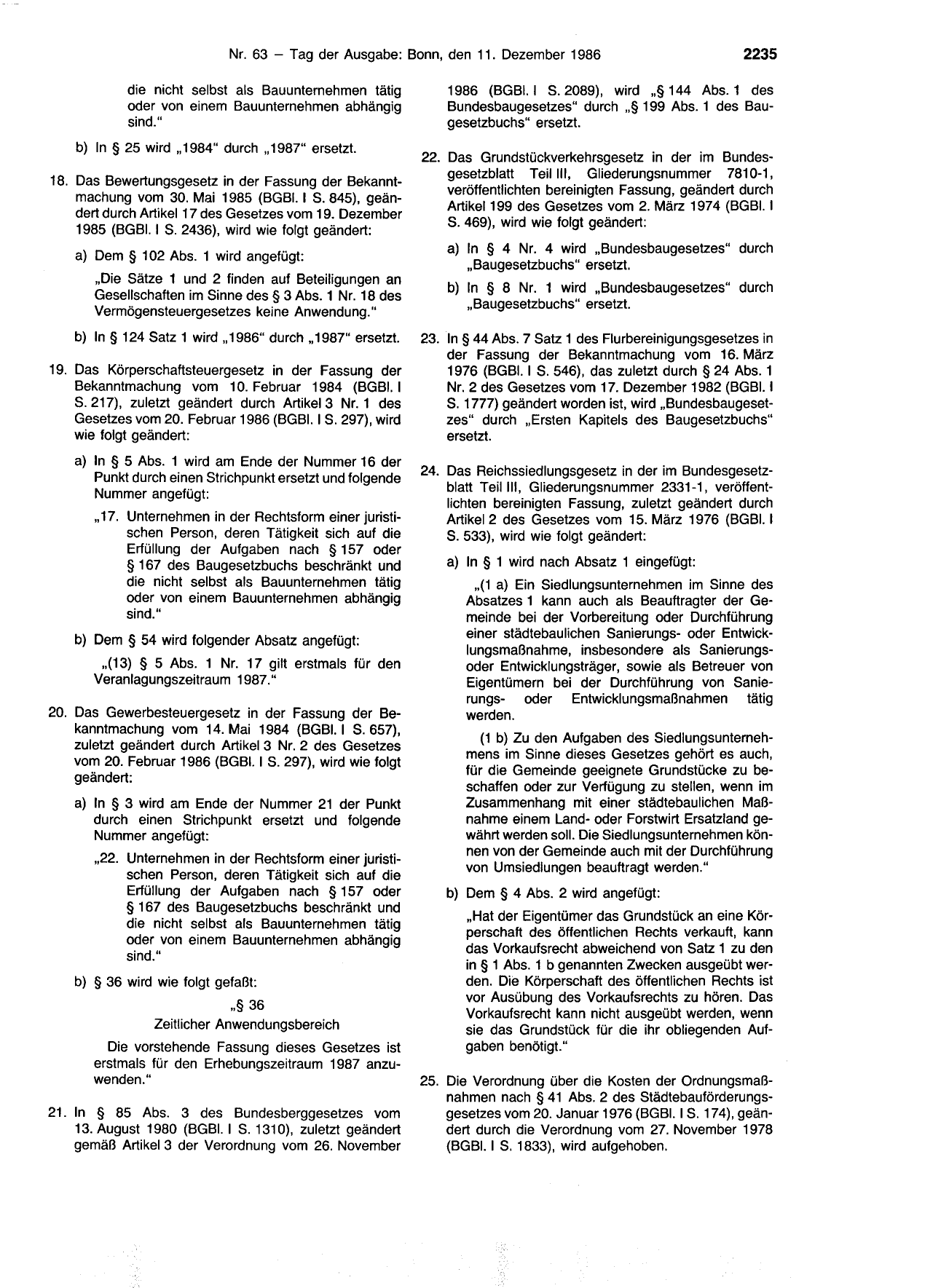 BGBl. 1986, Seite 2235 — Originalseite als Abbildung