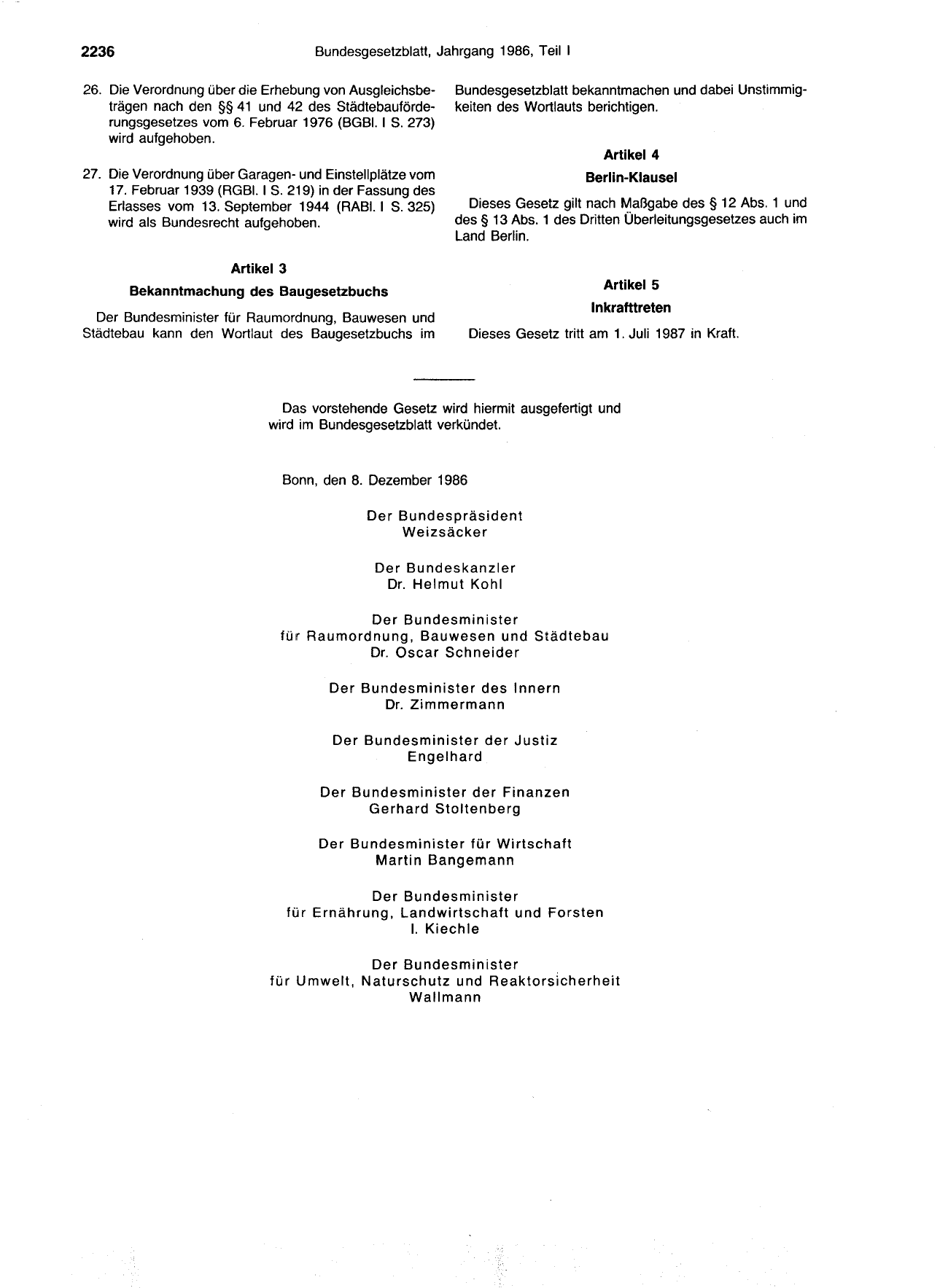 BGBl. 1986, Seite 2236 — Originalseite als Abbildung
