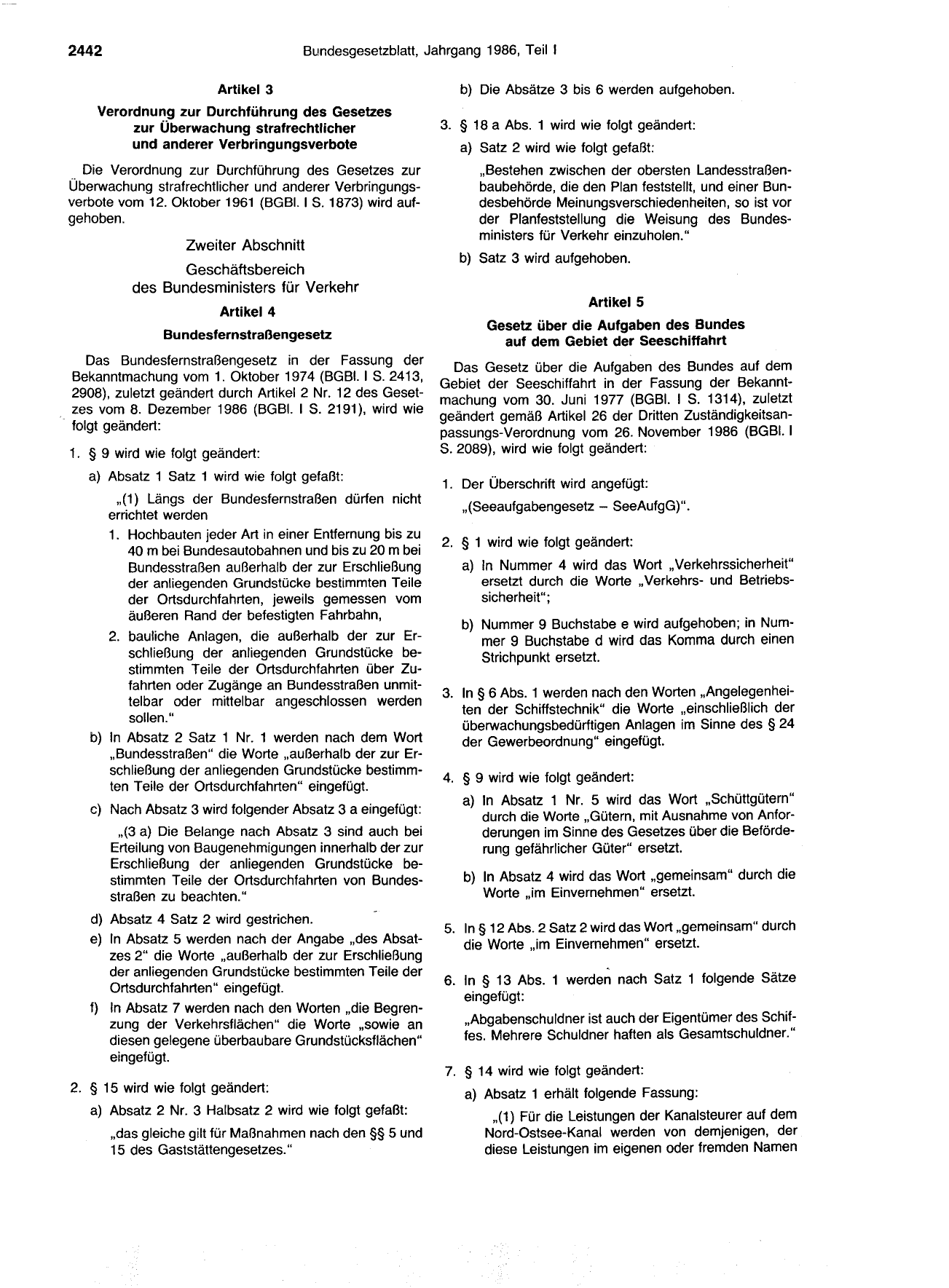 BGBl. 1986, Seite 2442 — Originalseite als Abbildung