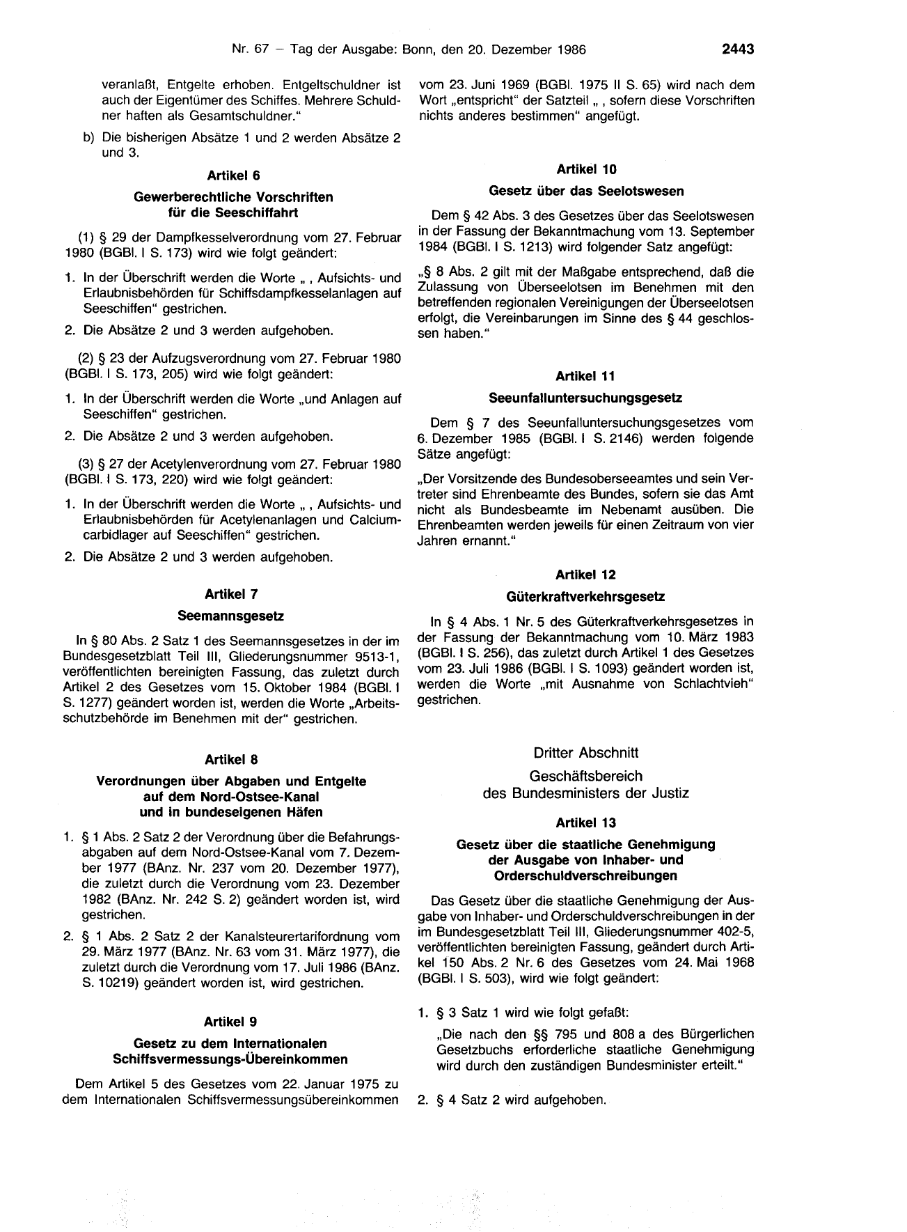 BGBl. 1986, Seite 2443 — Originalseite als Abbildung