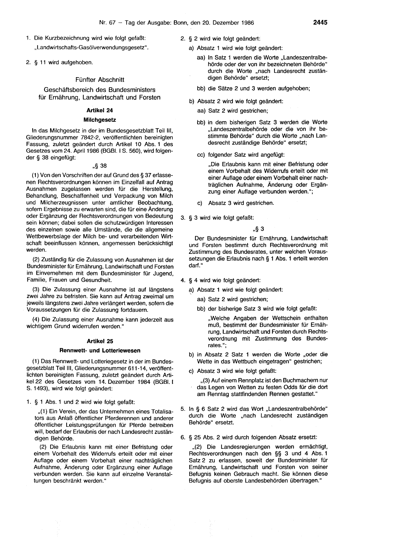 BGBl. 1986, Seite 2445 — Originalseite als Abbildung