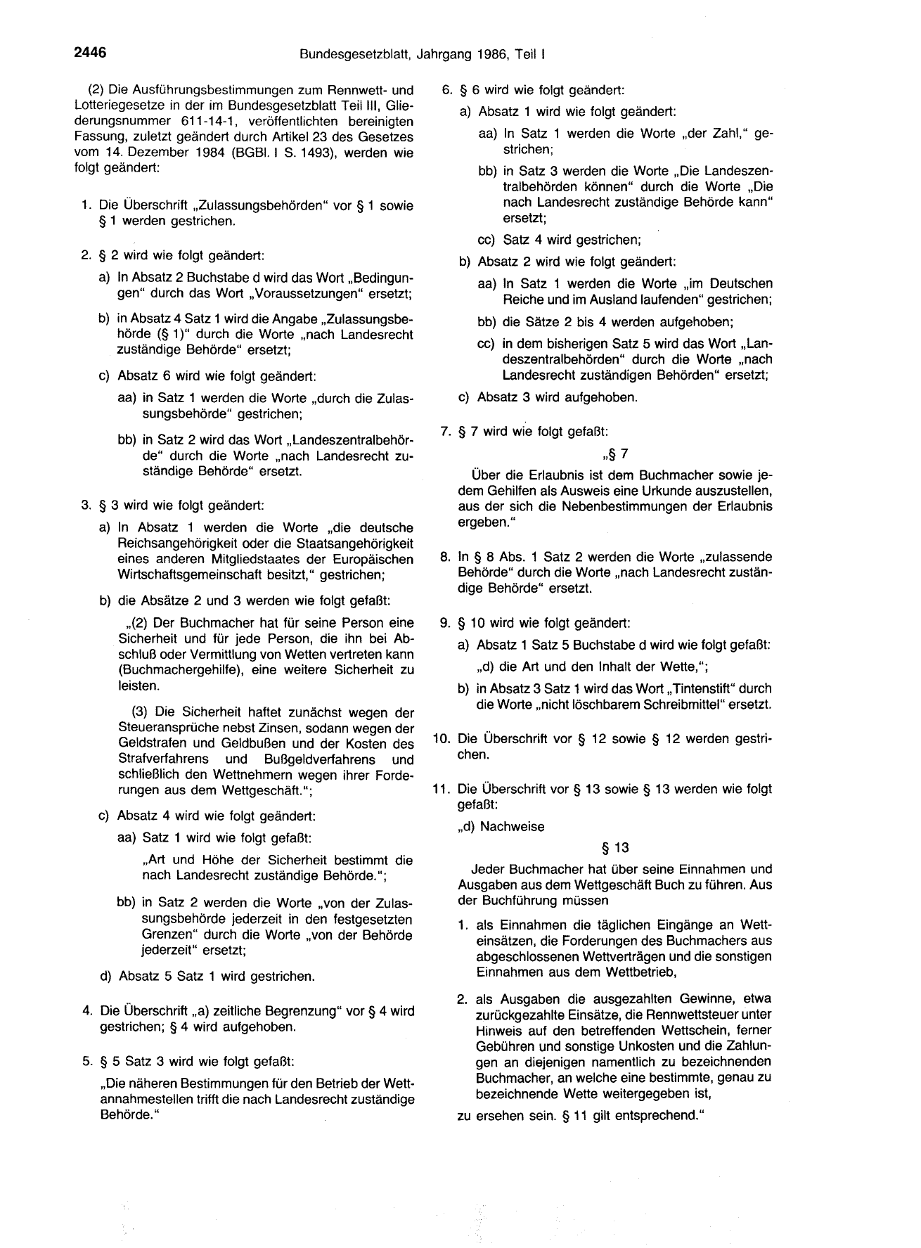 BGBl. 1986, Seite 2446 — Originalseite als Abbildung