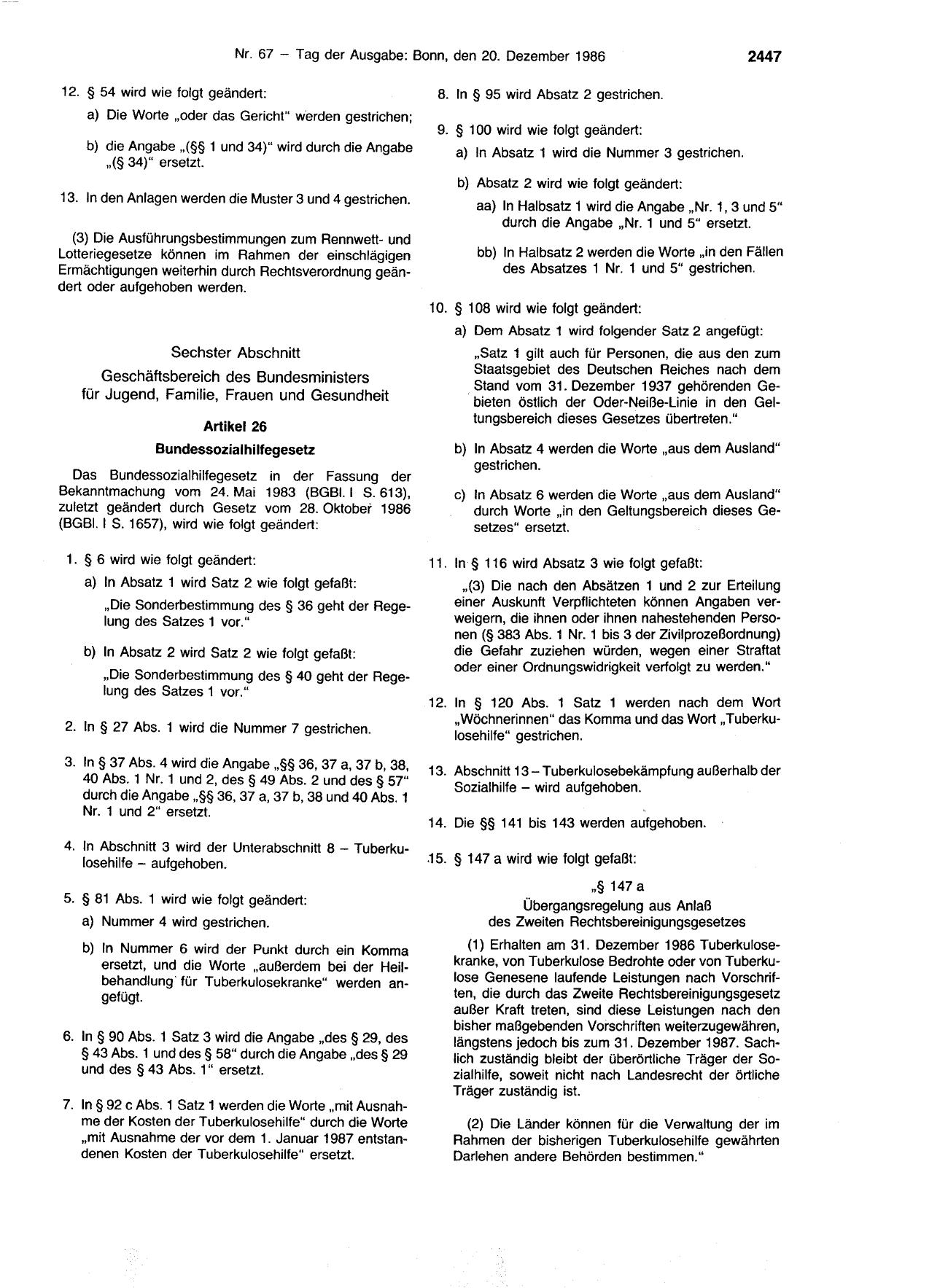 BGBl. 1986, Seite 2447 — Originalseite als Abbildung