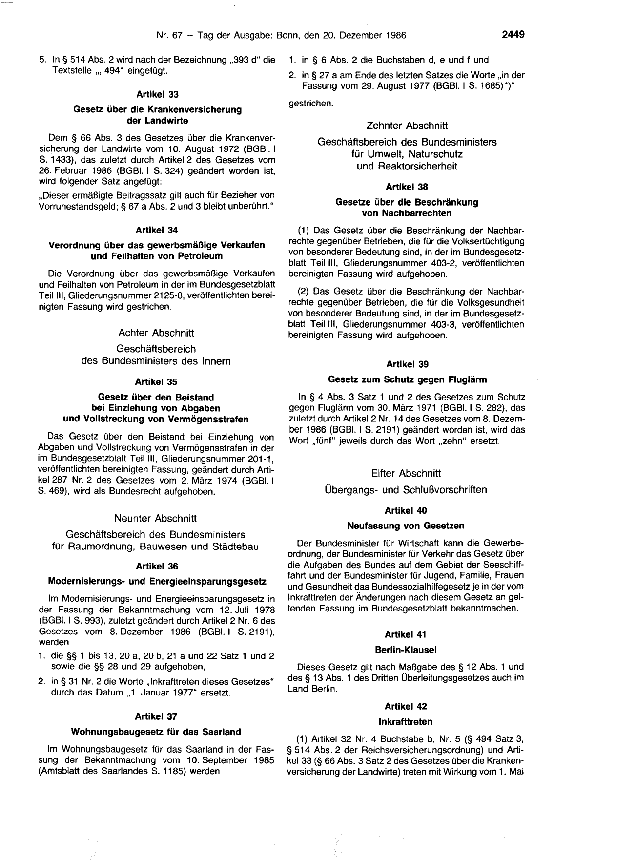 BGBl. 1986, Seite 2449 — Originalseite als Abbildung
