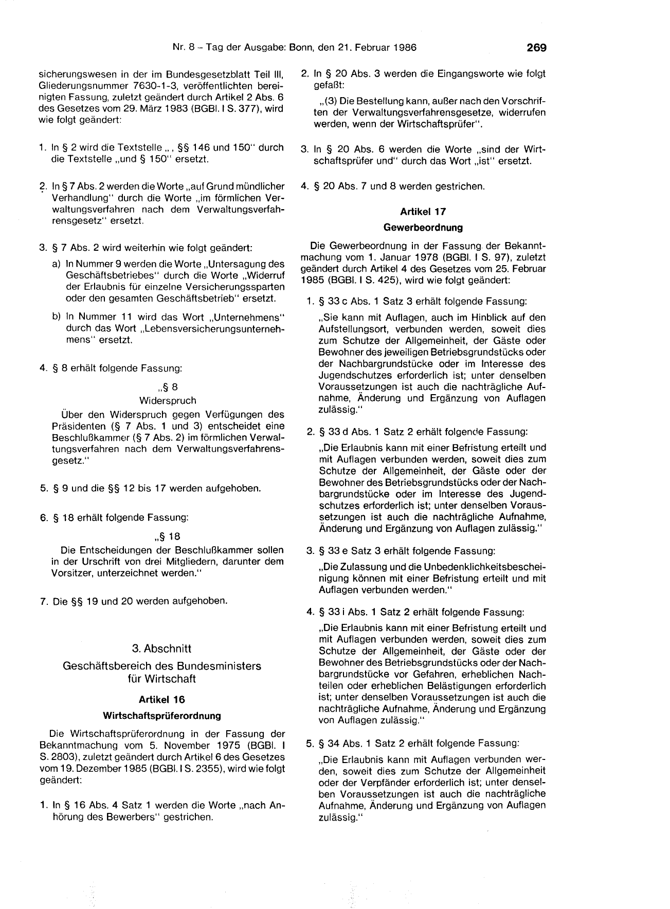 BGBl. 1986, Seite 269 — Originalseite als Abbildung