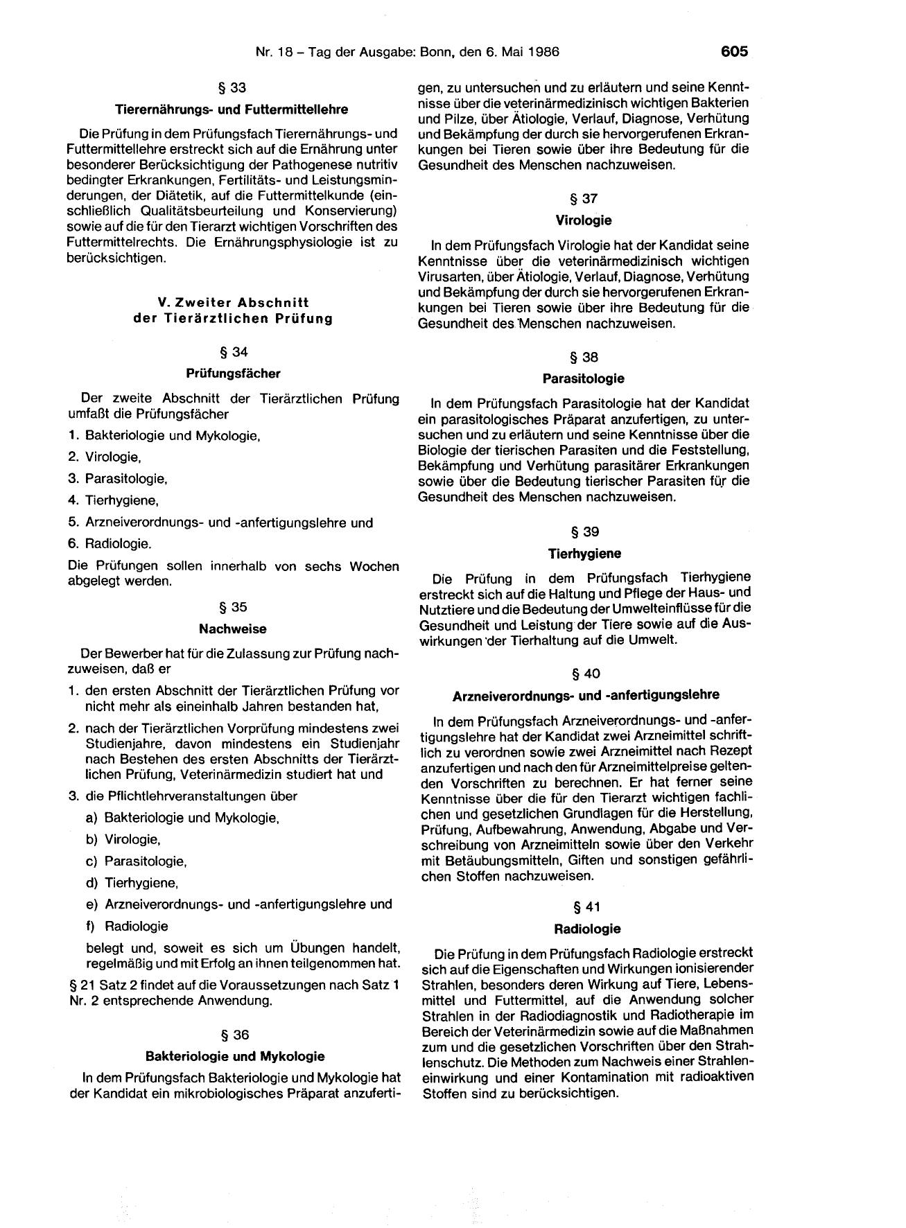 BGBl. 1986, Seite 605 — Originalseite als Abbildung