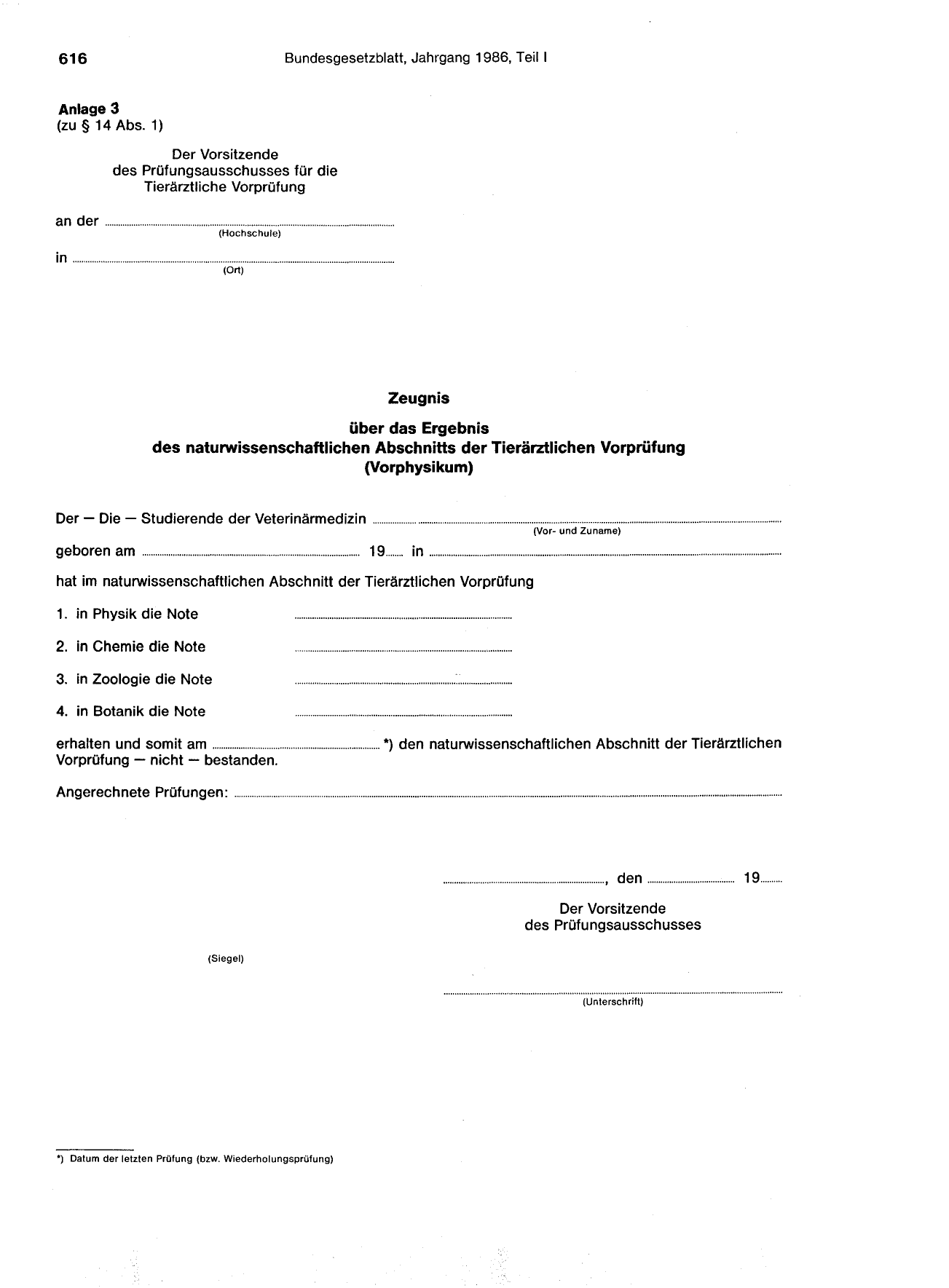 BGBl. 1986, Seite 616 — Originalseite als Abbildung