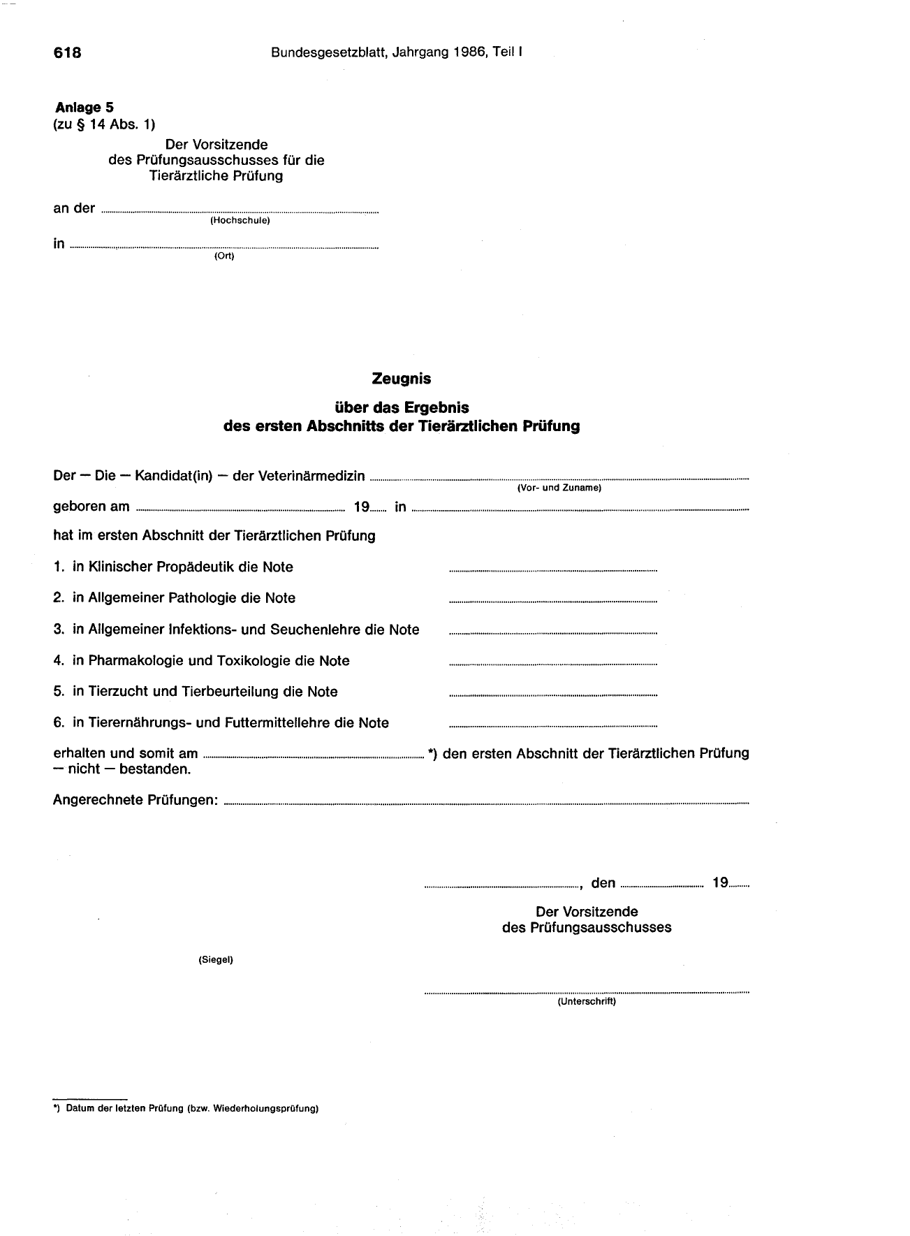 BGBl. 1986, Seite 618 — Originalseite als Abbildung