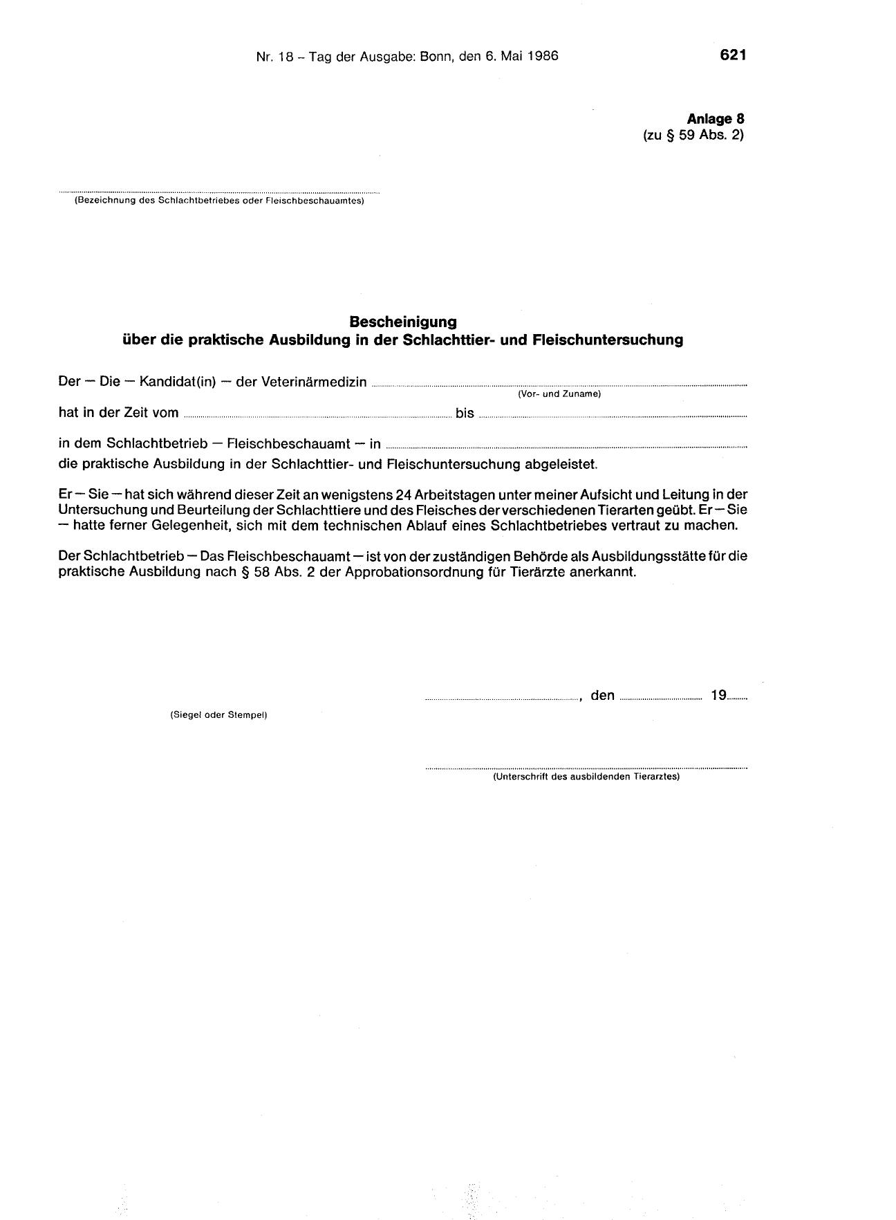 BGBl. 1986, Seite 621 — Originalseite als Abbildung
