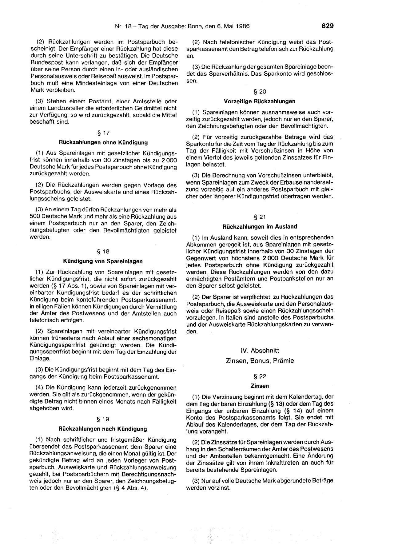 BGBl. 1986, Seite 629 — Originalseite als Abbildung