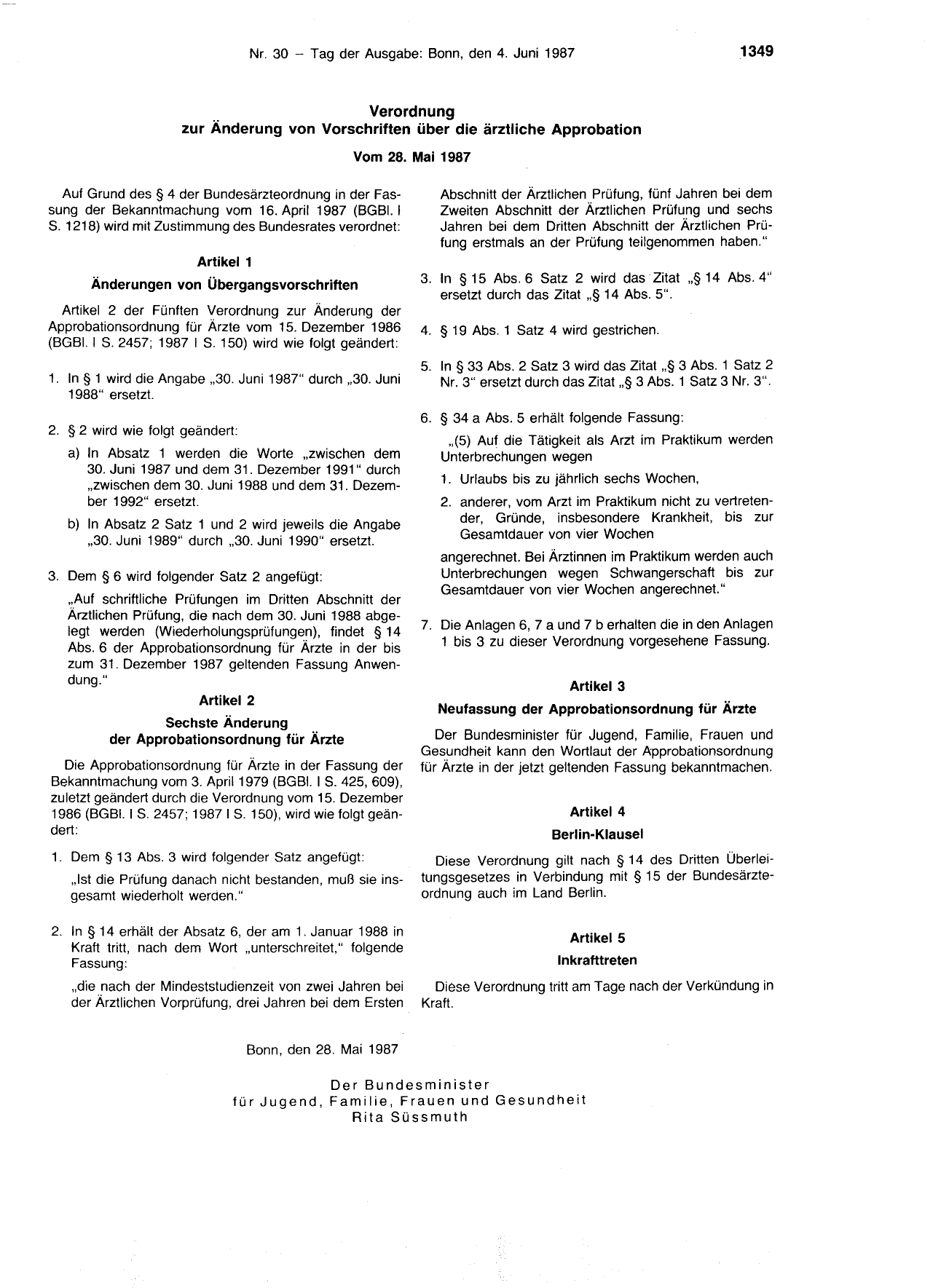 BGBl. 1987, Seite 1349 — Originalseite als Abbildung
