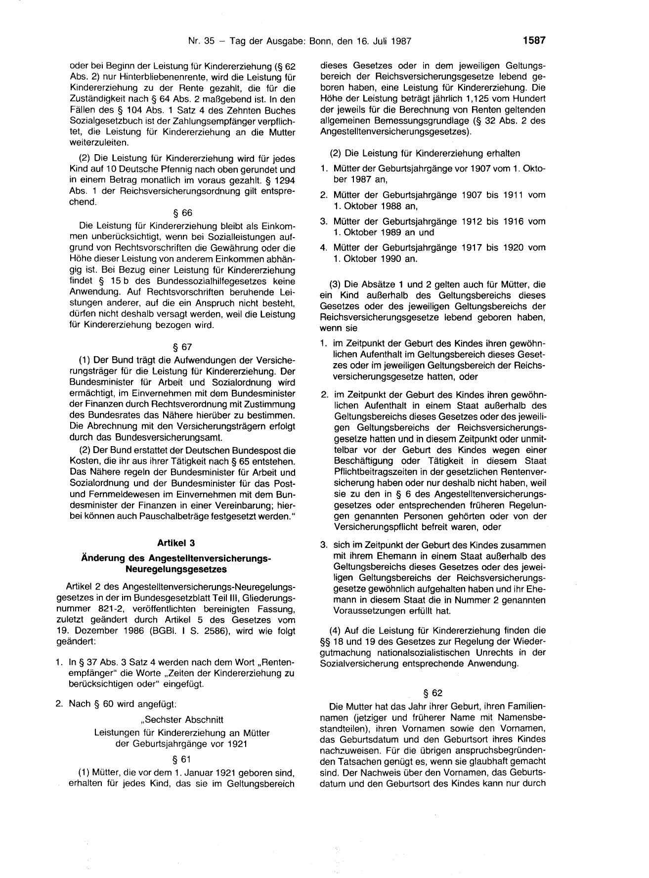 BGBl. 1987, Seite 1587 — Originalseite als Abbildung