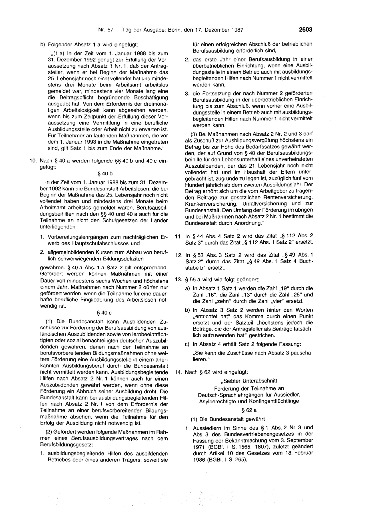 BGBl. 1987, Seite 2603 — Originalseite als Abbildung