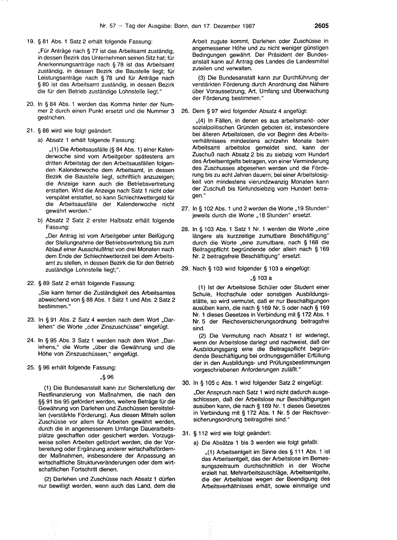 BGBl. 1987, Seite 2605 — Originalseite als Abbildung